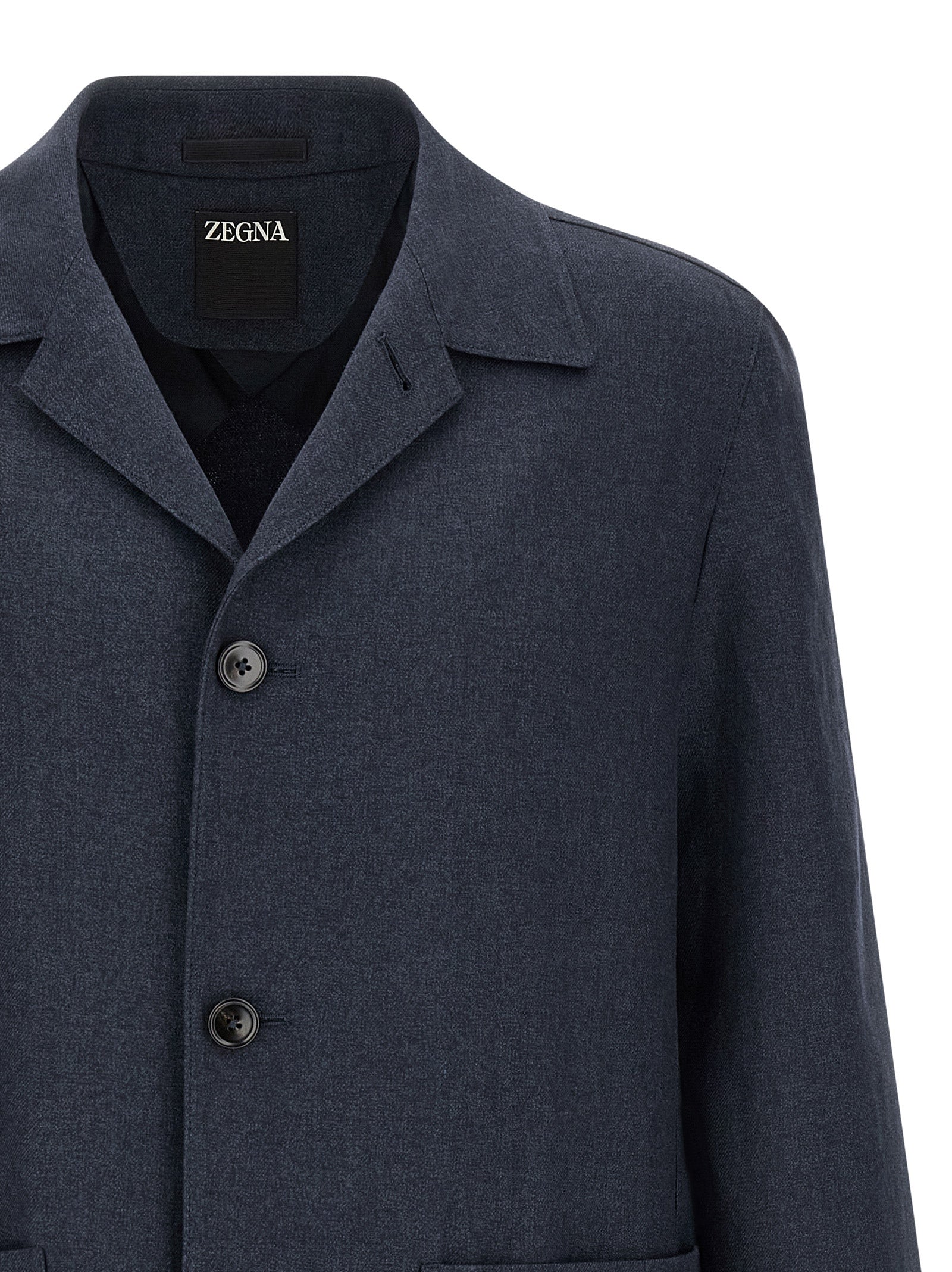 ZEGNA Blaue Leinen-Jacke in voller Länge