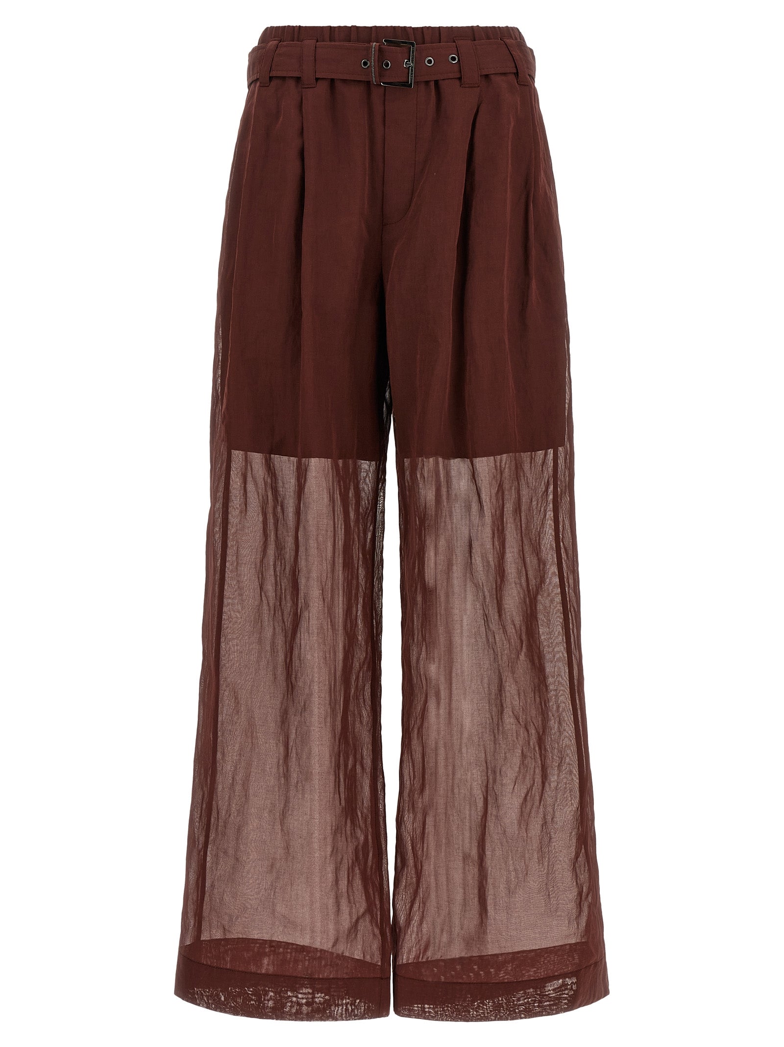 Brunello Cucinelli Bordeaux Baumwollhose mit ausgestelltem Bein