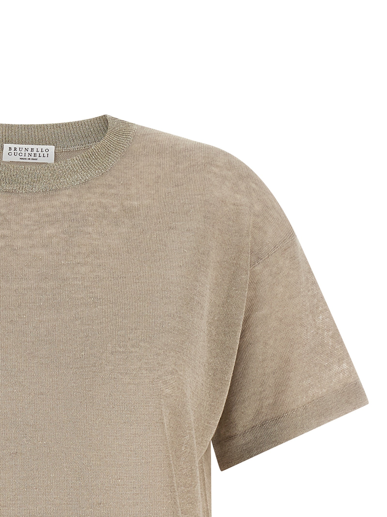 Brunello Cucinelli Beige Leinenstrickjacke
