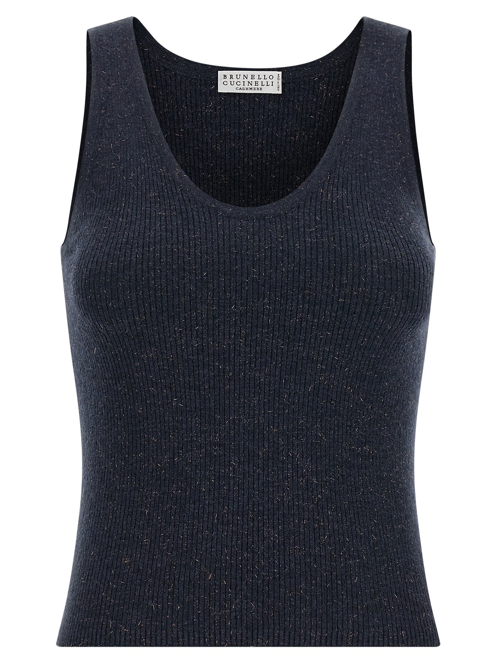 Brunello Cucinelli Ärmelloses Kaschmir-T-Shirt in Blau