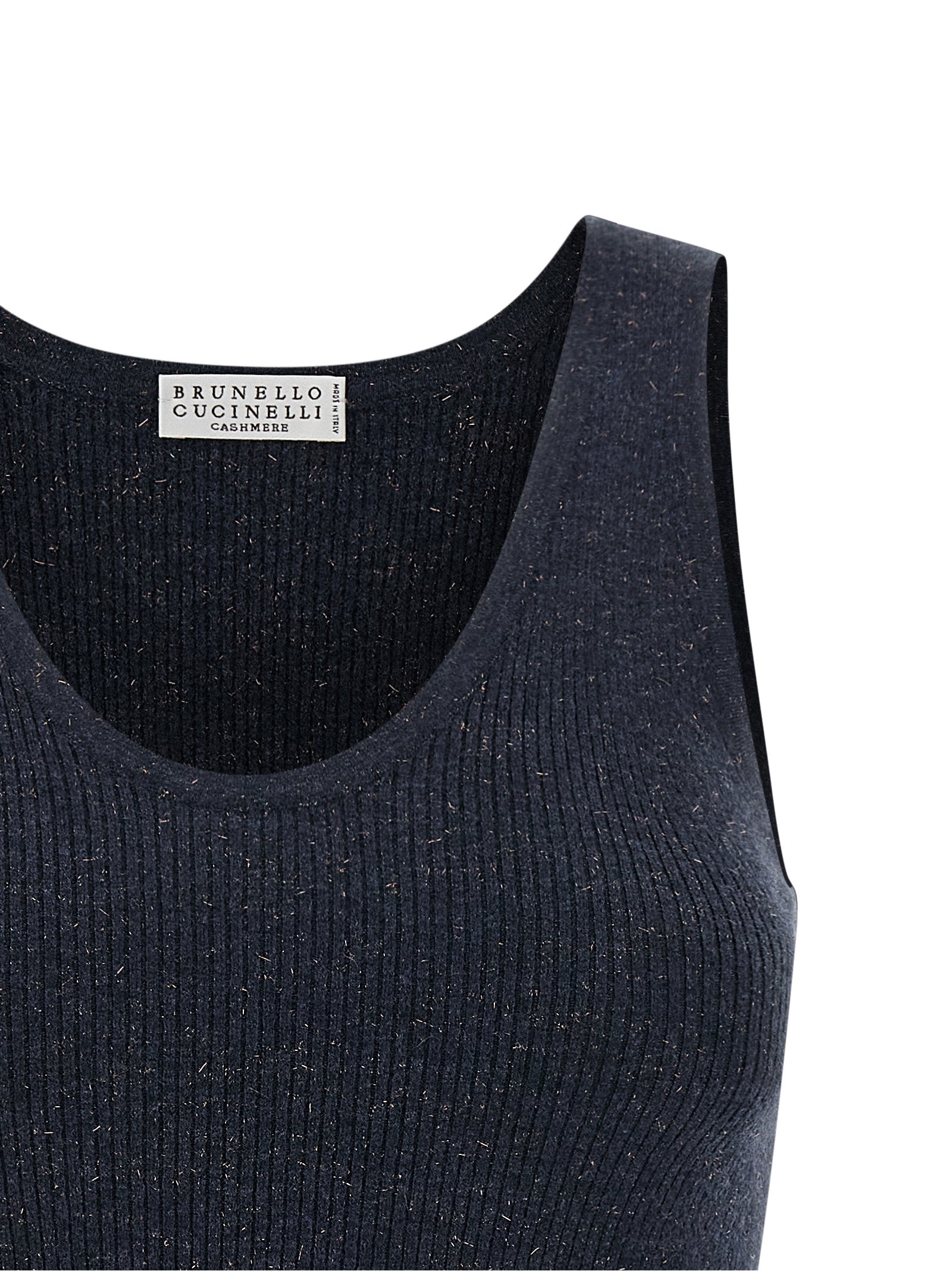 Brunello Cucinelli Ärmelloses Kaschmir-T-Shirt in Blau