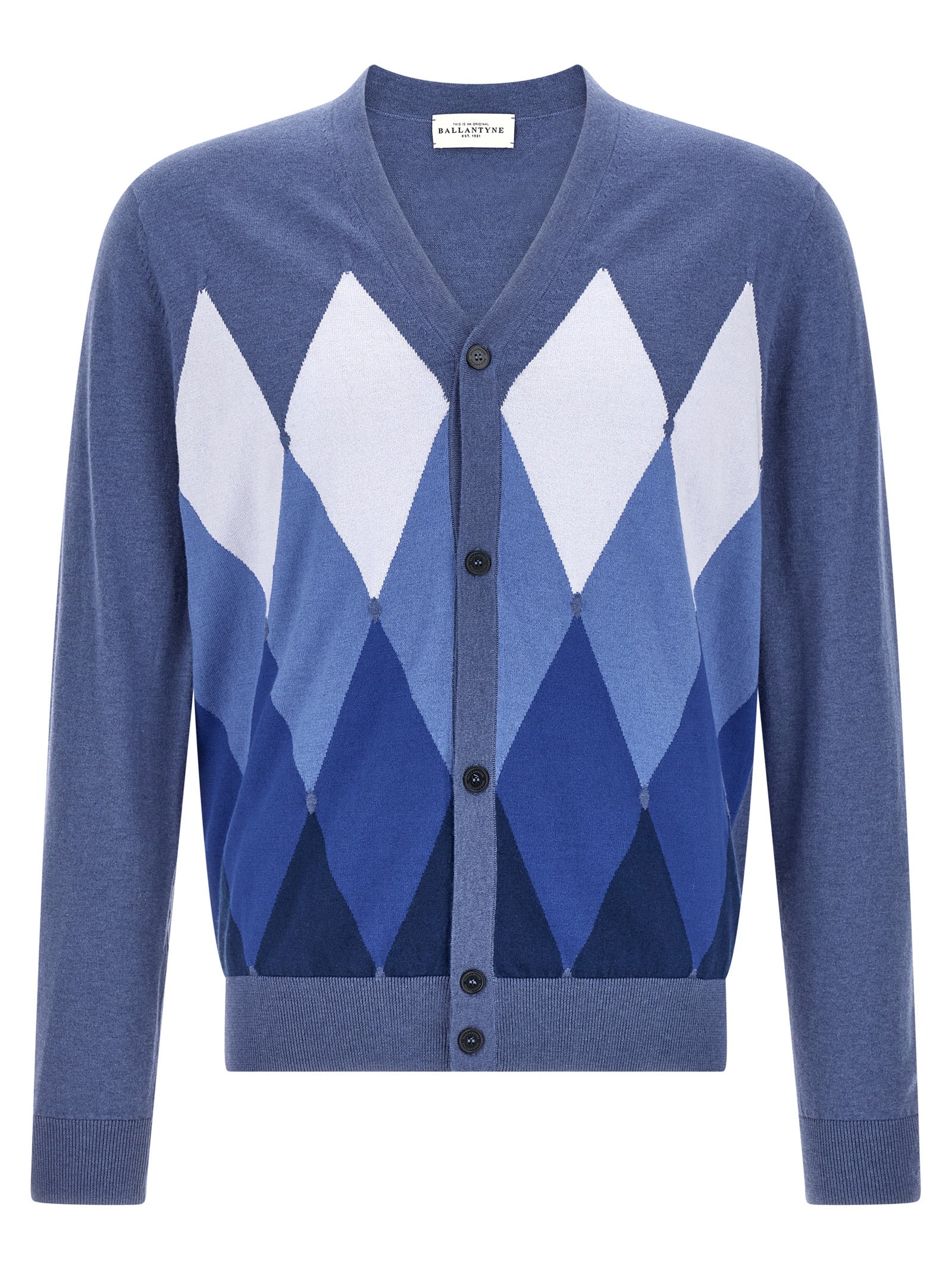 Ballantyne Blauer Baumwollcardigan