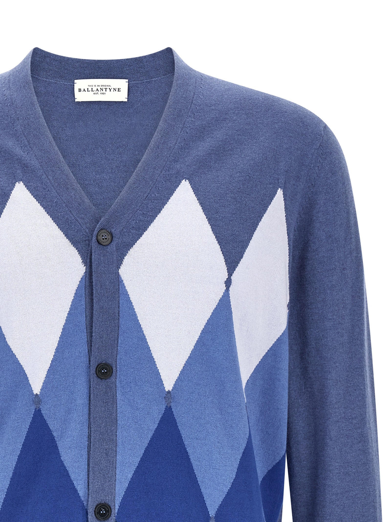 Ballantyne Blauer Baumwollcardigan