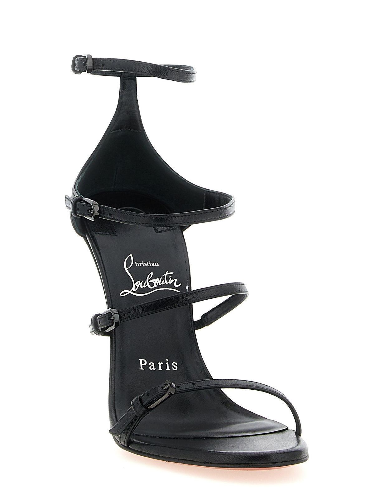 Christian Louboutin Schwarze Stilettosandalen aus Ziegenleder