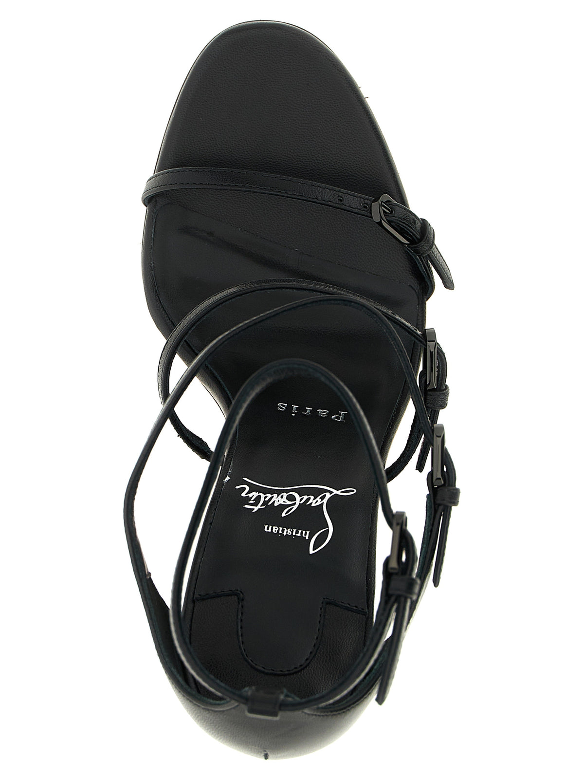 Christian Louboutin Schwarze Stilettosandalen aus Ziegenleder
