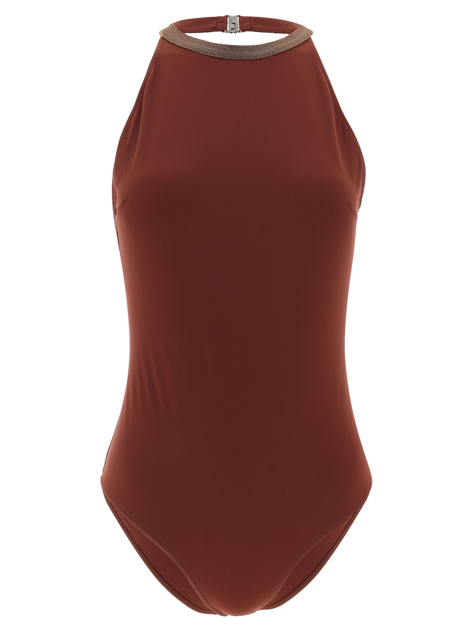 Brunello Cucinelli Bordeaux Polyamid-Badeanzug