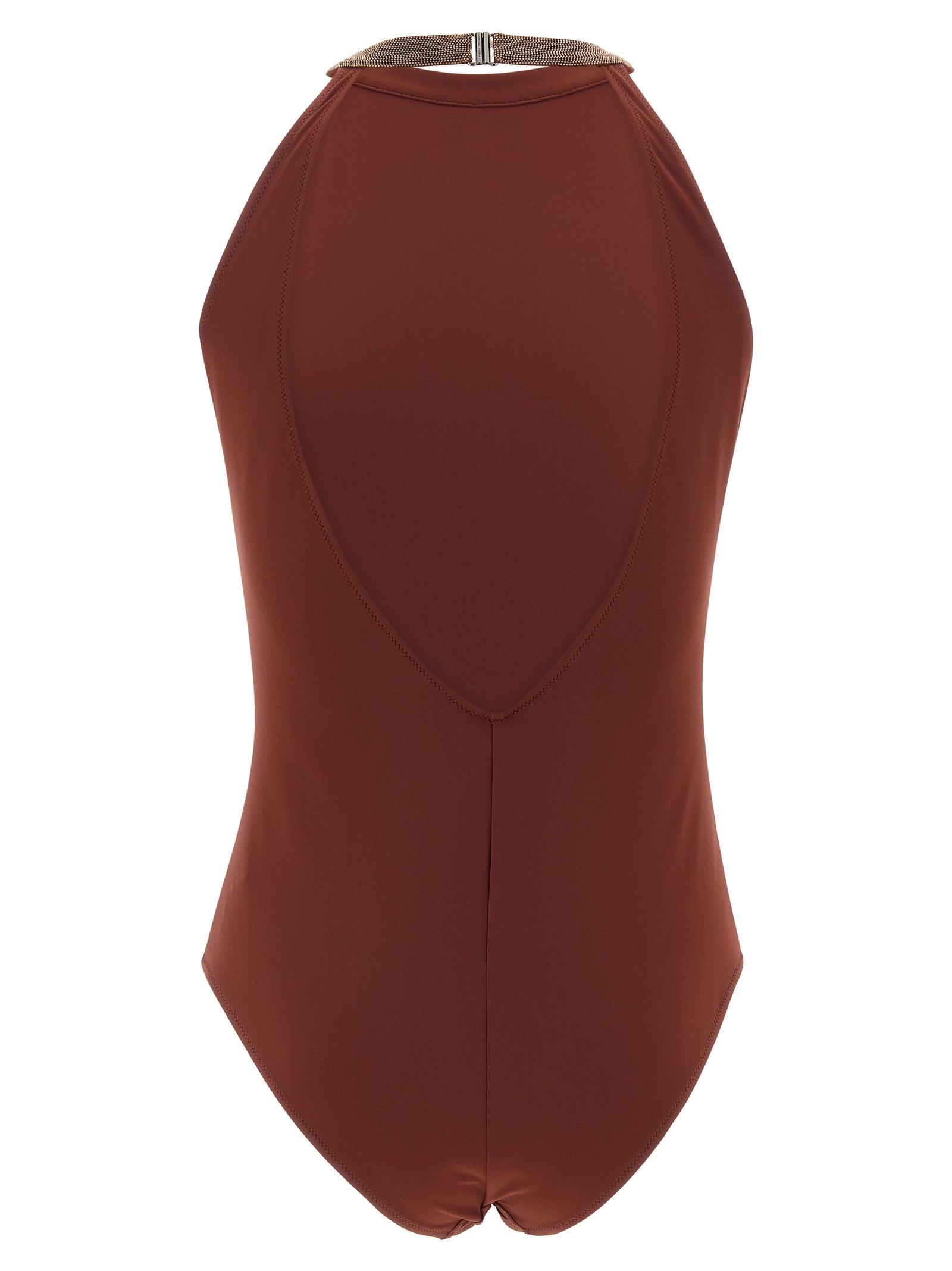 Brunello Cucinelli Bordeaux Polyamid-Badeanzug