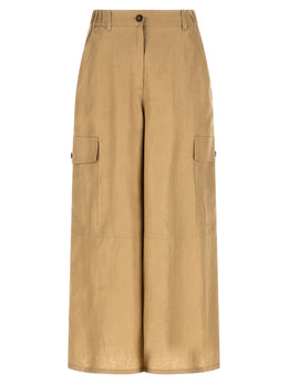 Max Mara Beige Leinen Cargo Hose