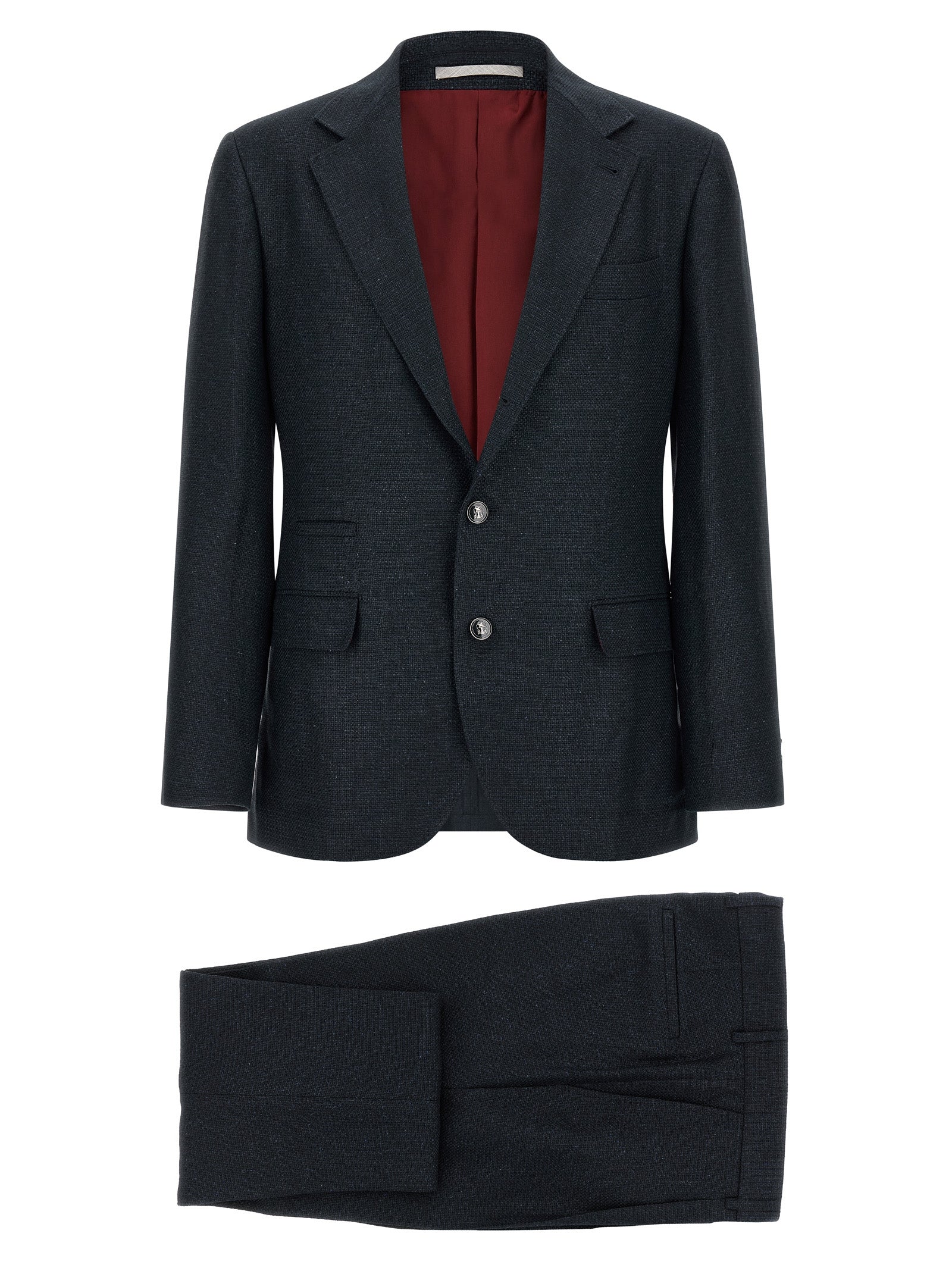 Brunello Cucinelli Zweiteiliger Anzug aus blauer Seide
