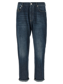 Brunello Cucinelli Blaue Jeans aus Baumwolle im geraden Schnitt