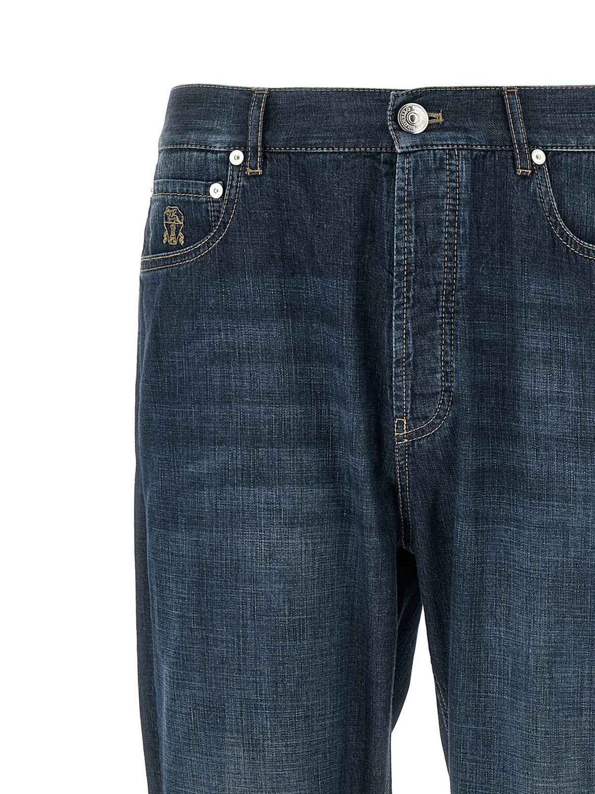 Brunello Cucinelli Blaue Jeans aus Baumwolle im geraden Schnitt