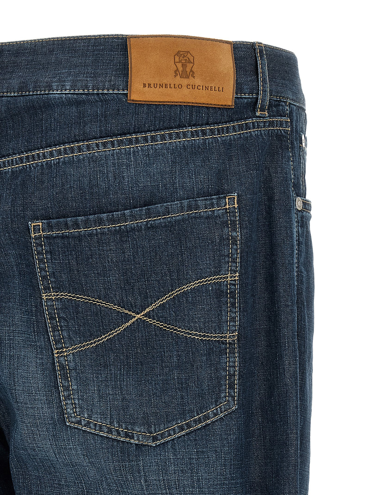 Brunello Cucinelli Blaue Jeans aus Baumwolle im geraden Schnitt