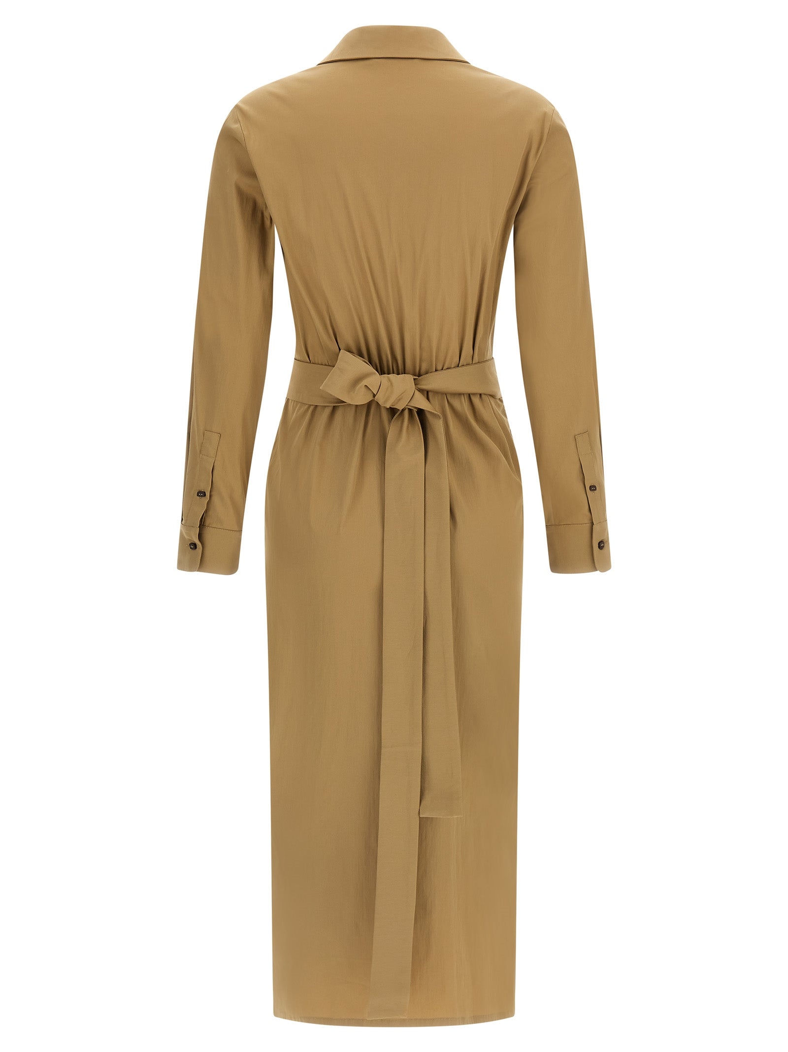 Max Mara Beige Baumwoll-Midikleid
