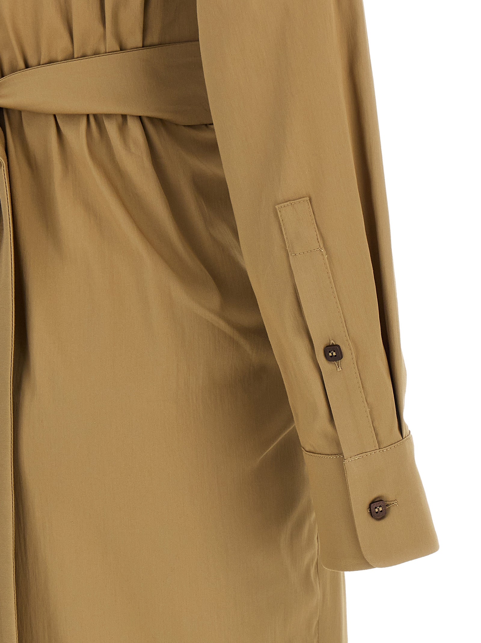 Max Mara Beige Baumwoll-Midikleid
