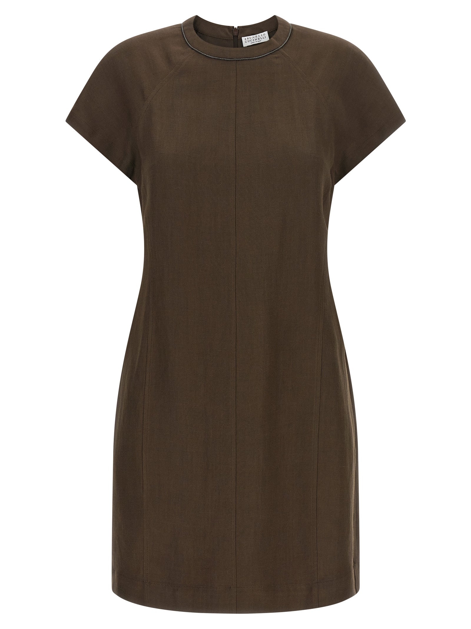 Brunello Cucinelli Kurzes Braunes Viskosekleid
