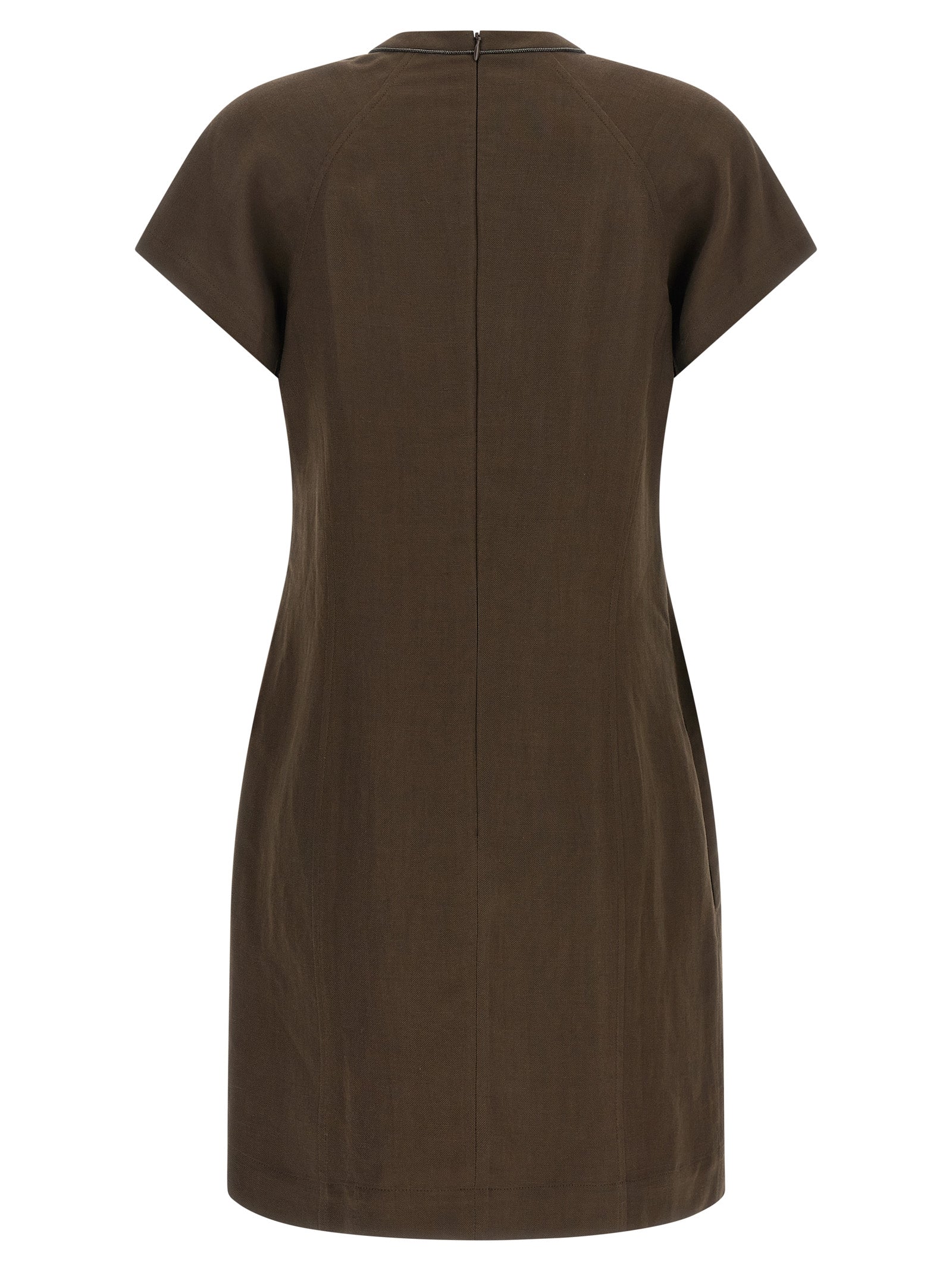 Brunello Cucinelli Kurzes Braunes Viskosekleid