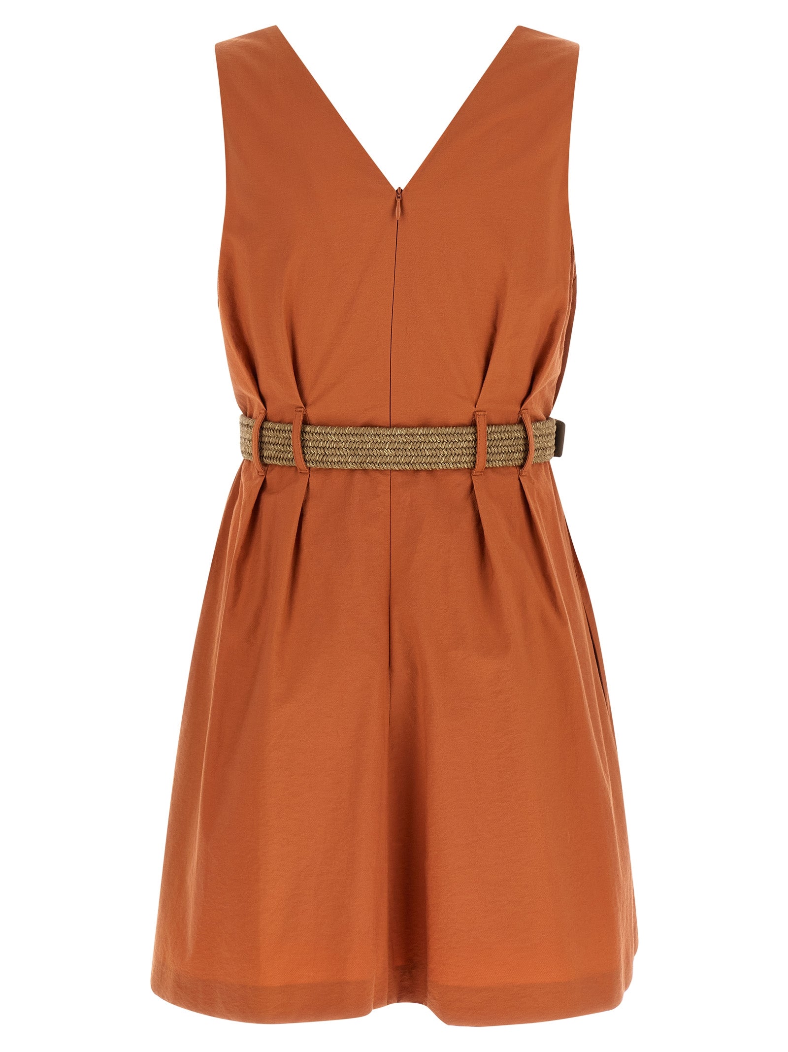 Brunello Cucinelli Kurzes Baumwollkleid in Orange