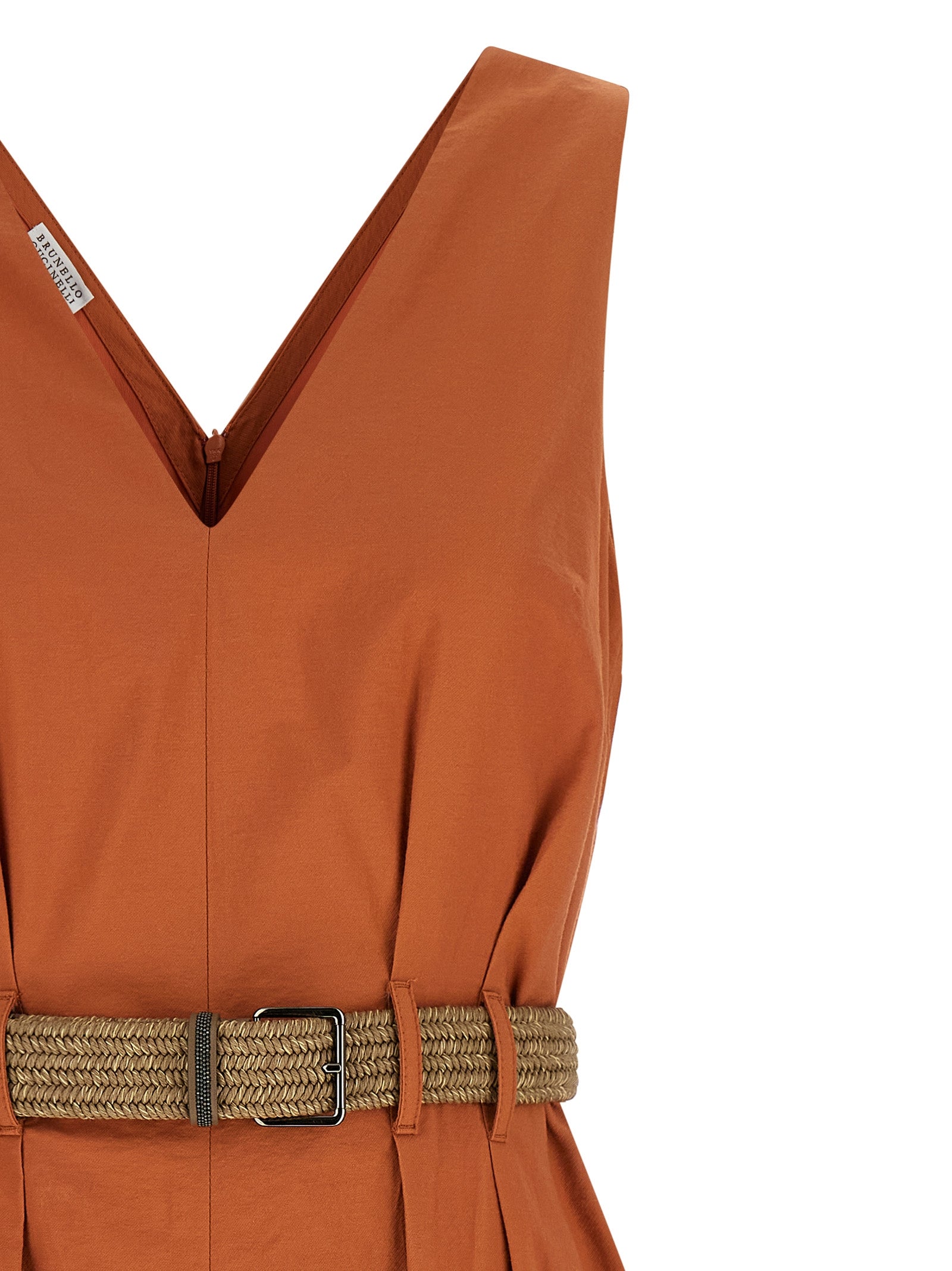 Brunello Cucinelli Kurzes Baumwollkleid in Orange