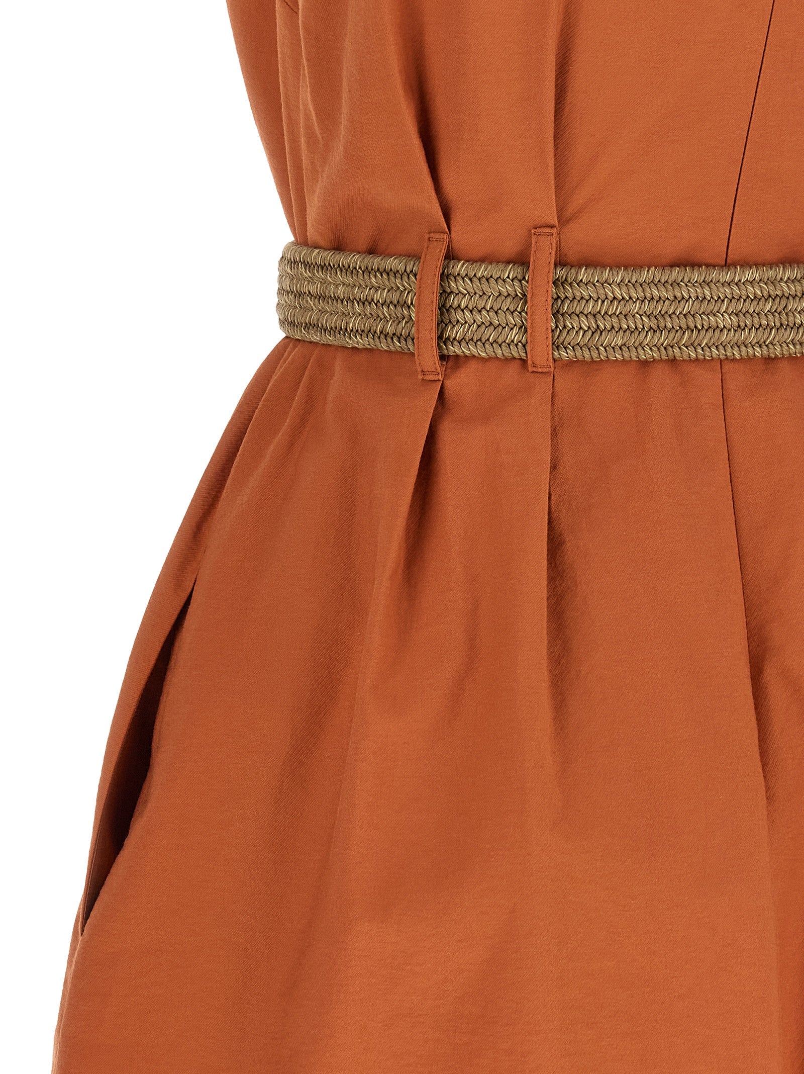 Brunello Cucinelli Kurzes Baumwollkleid in Orange