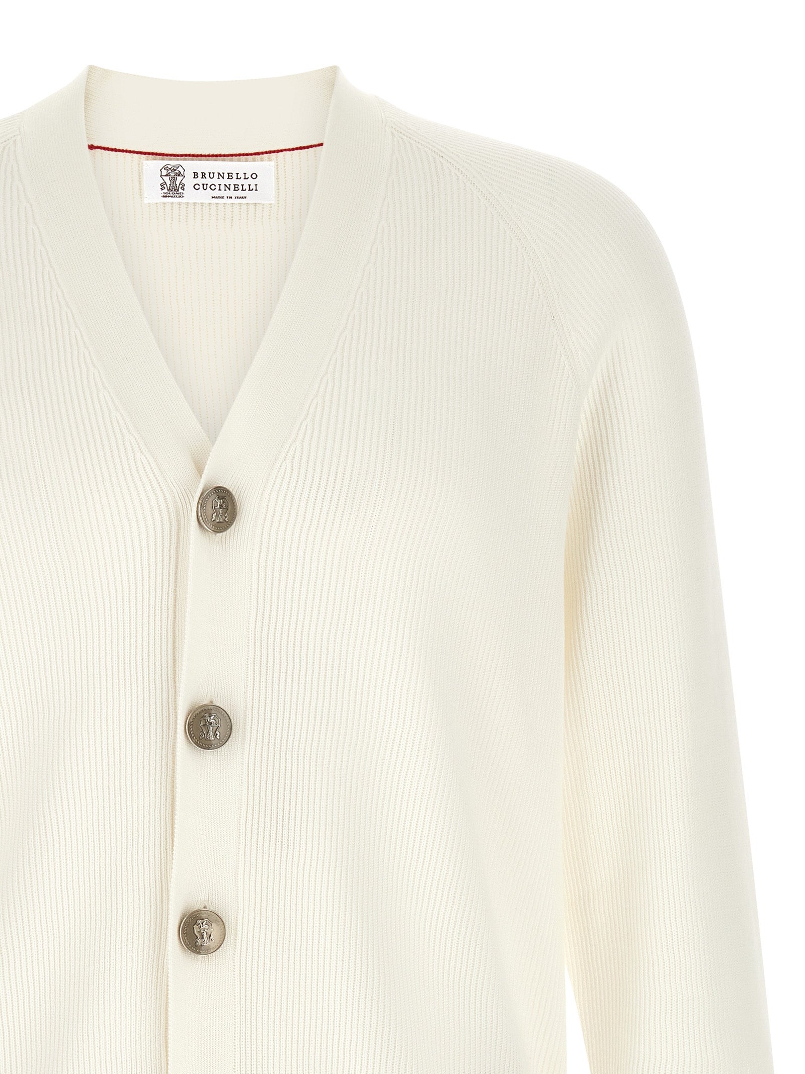 Brunello Cucinelli Weißer Strickcardigan aus Baumwolle