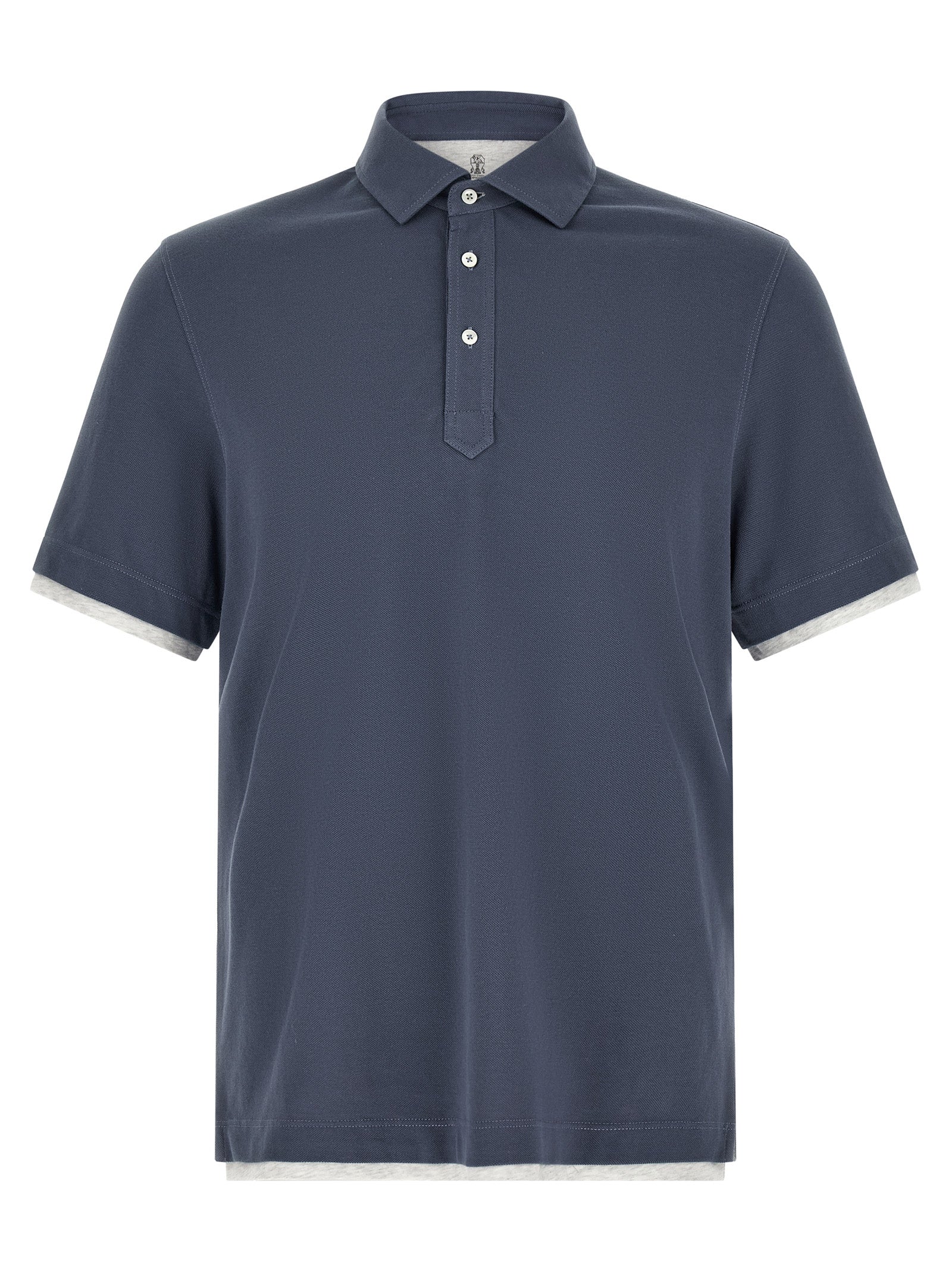 Brunello Cucinelli Blaues Baumwoll-Polohemd