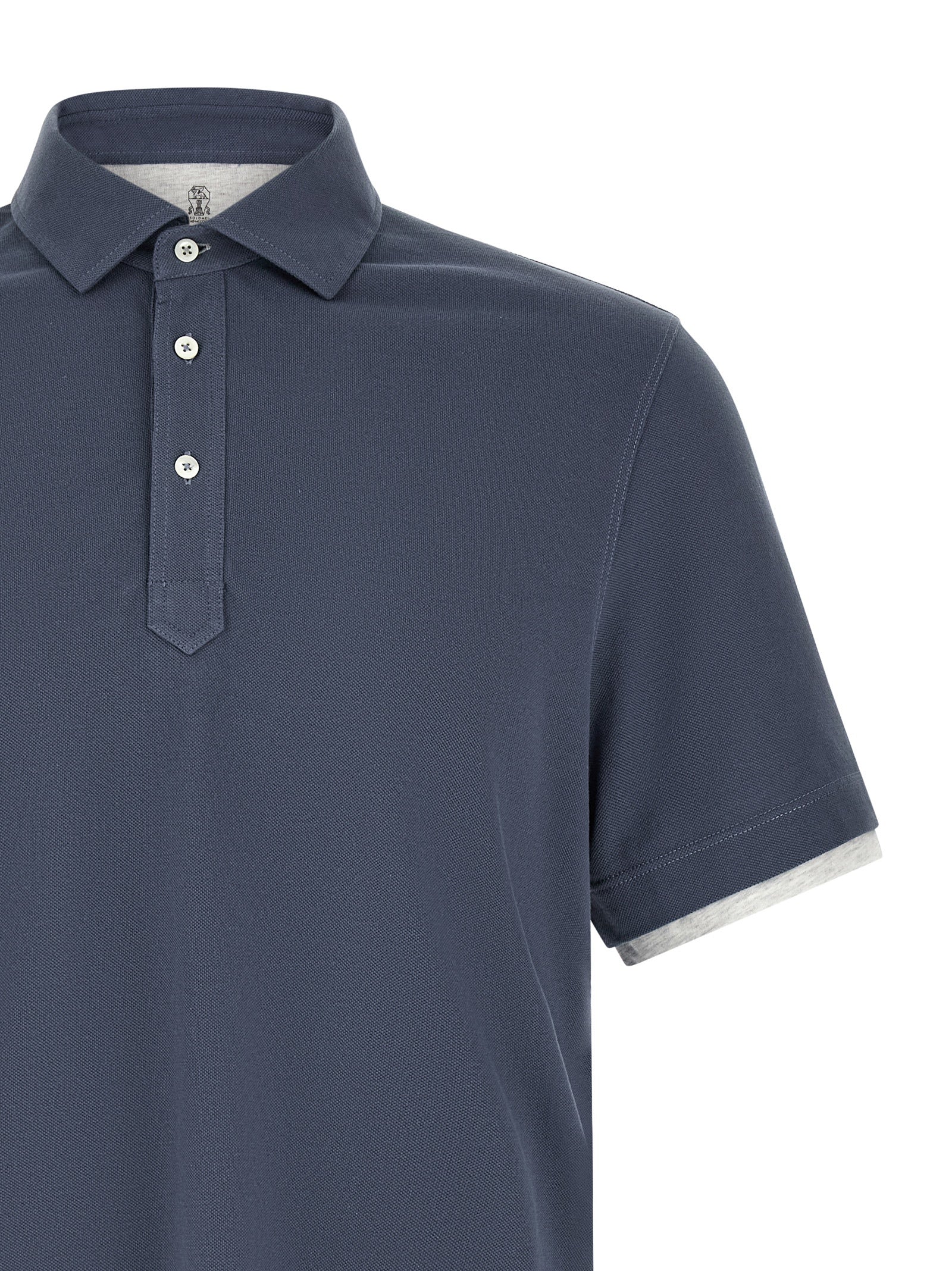 Brunello Cucinelli Blaues Baumwoll-Polohemd