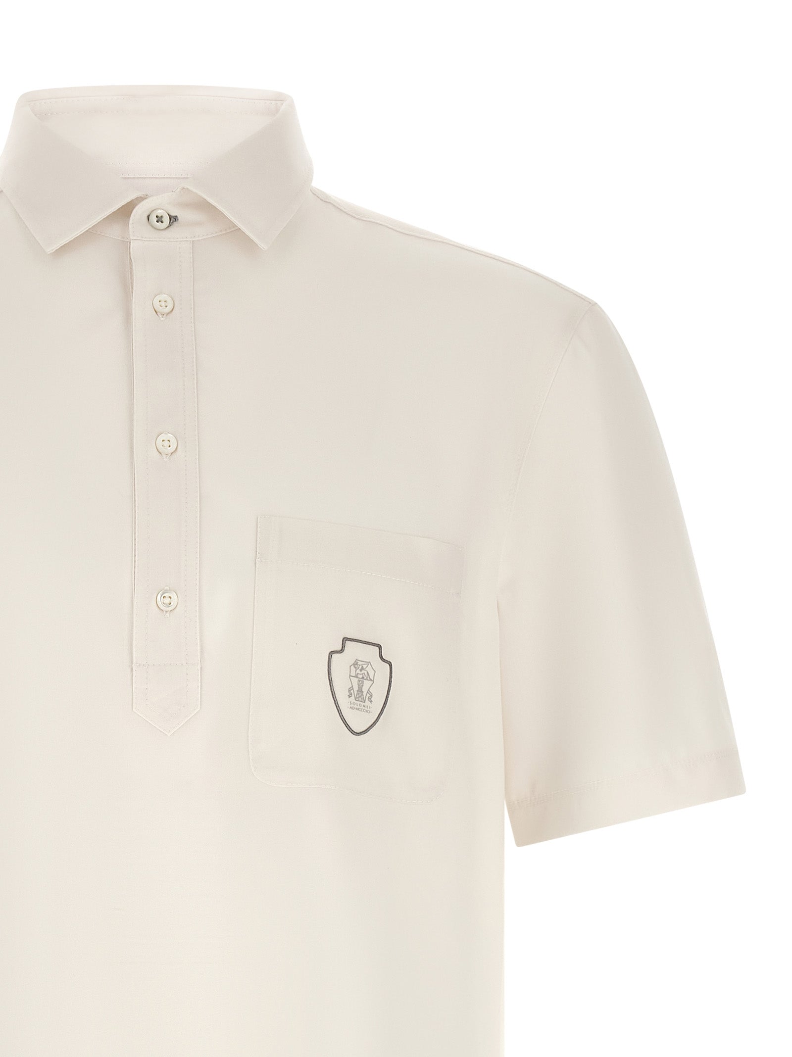 Brunello Cucinelli Polohemd aus weißer Schurwolle