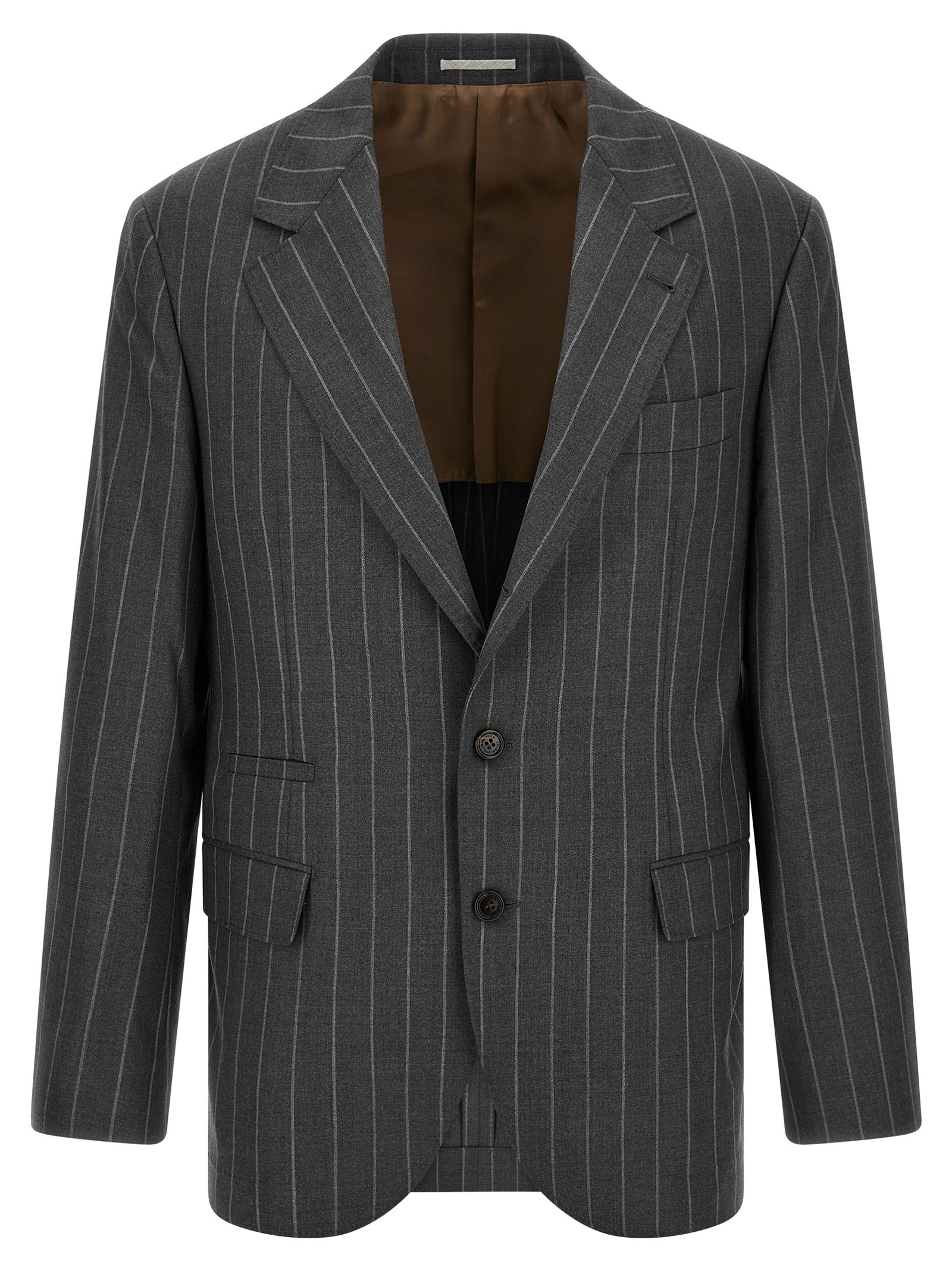 Brunello Cucinelli Grauer Blazer aus reiner Schurwolle