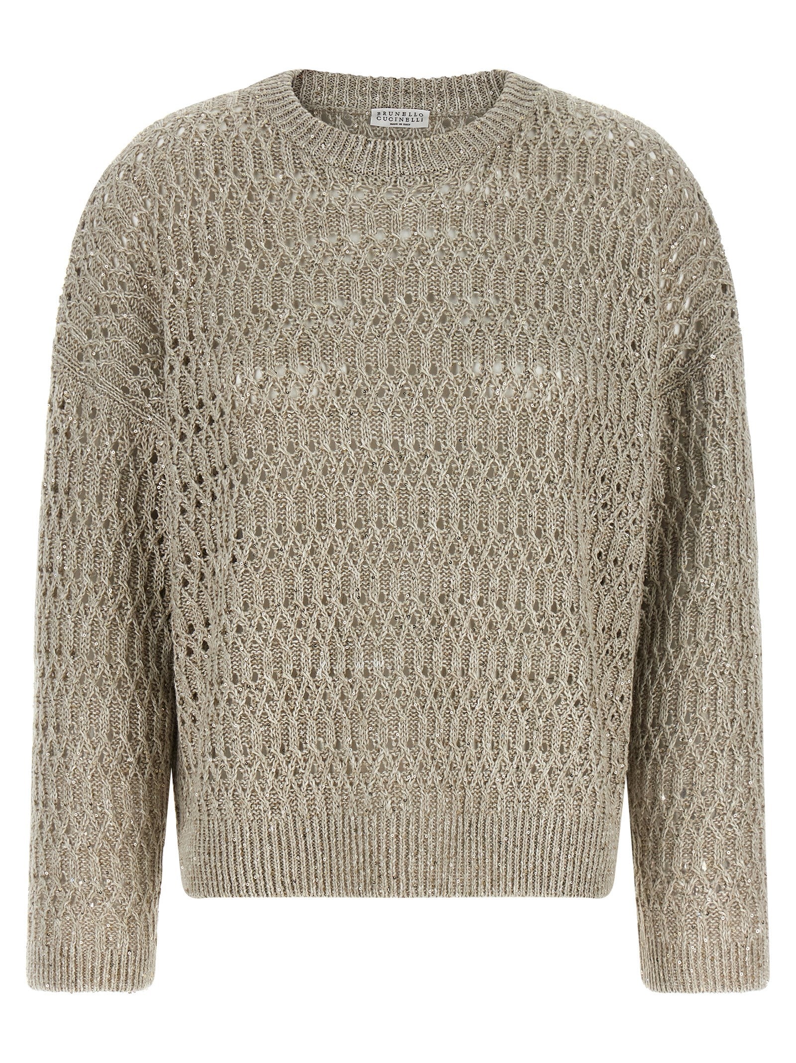 Brunello Cucinelli Beige Leinenstrickjacke