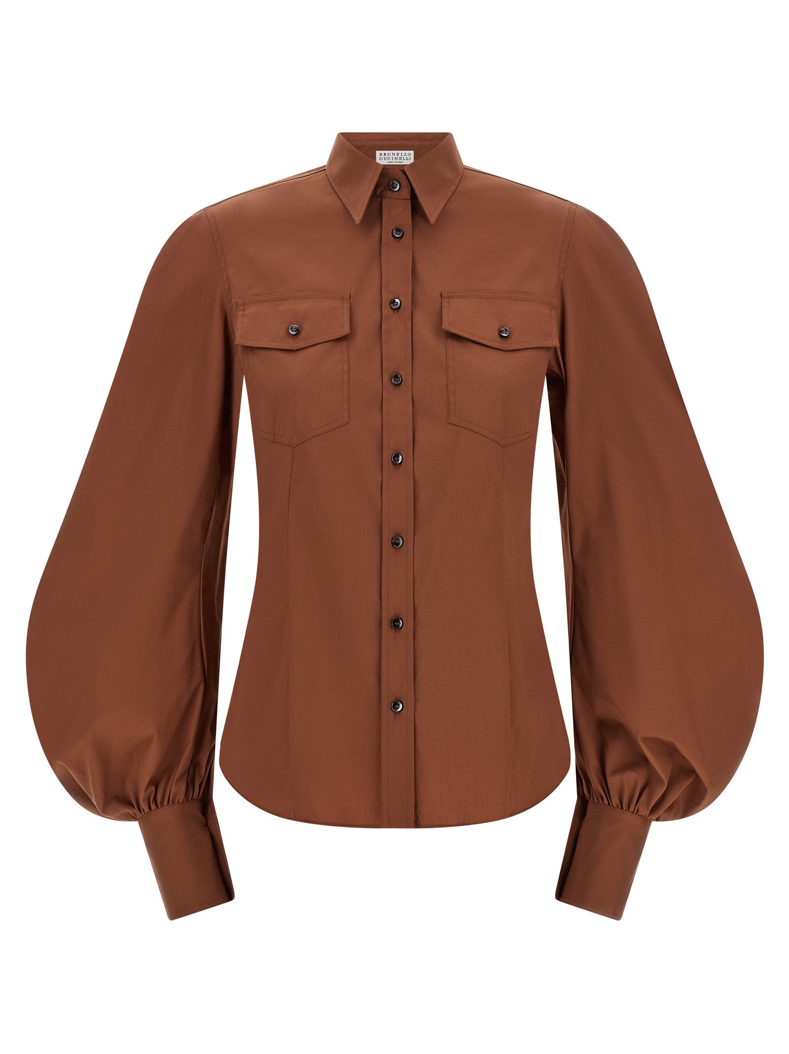 Brunello Cucinelli Braune Baumwollbluse