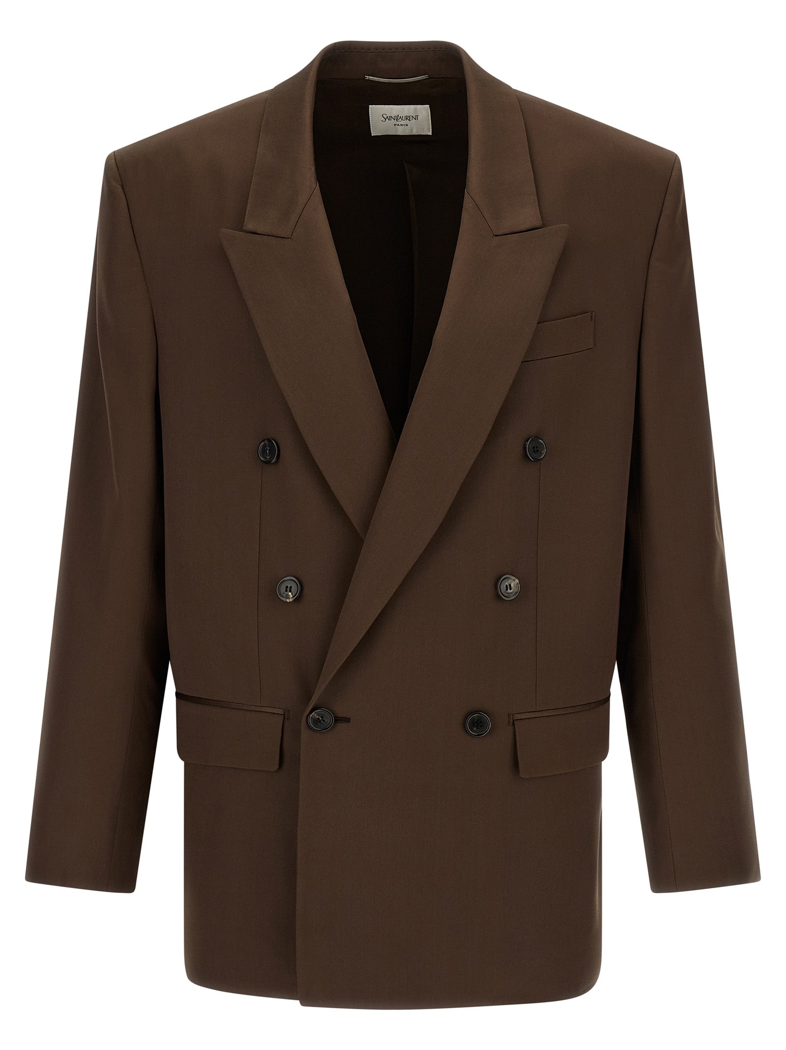 Saint Laurent Brauner Seidenblazer