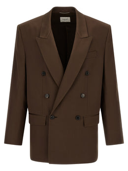 Saint Laurent Brauner Seidenblazer
