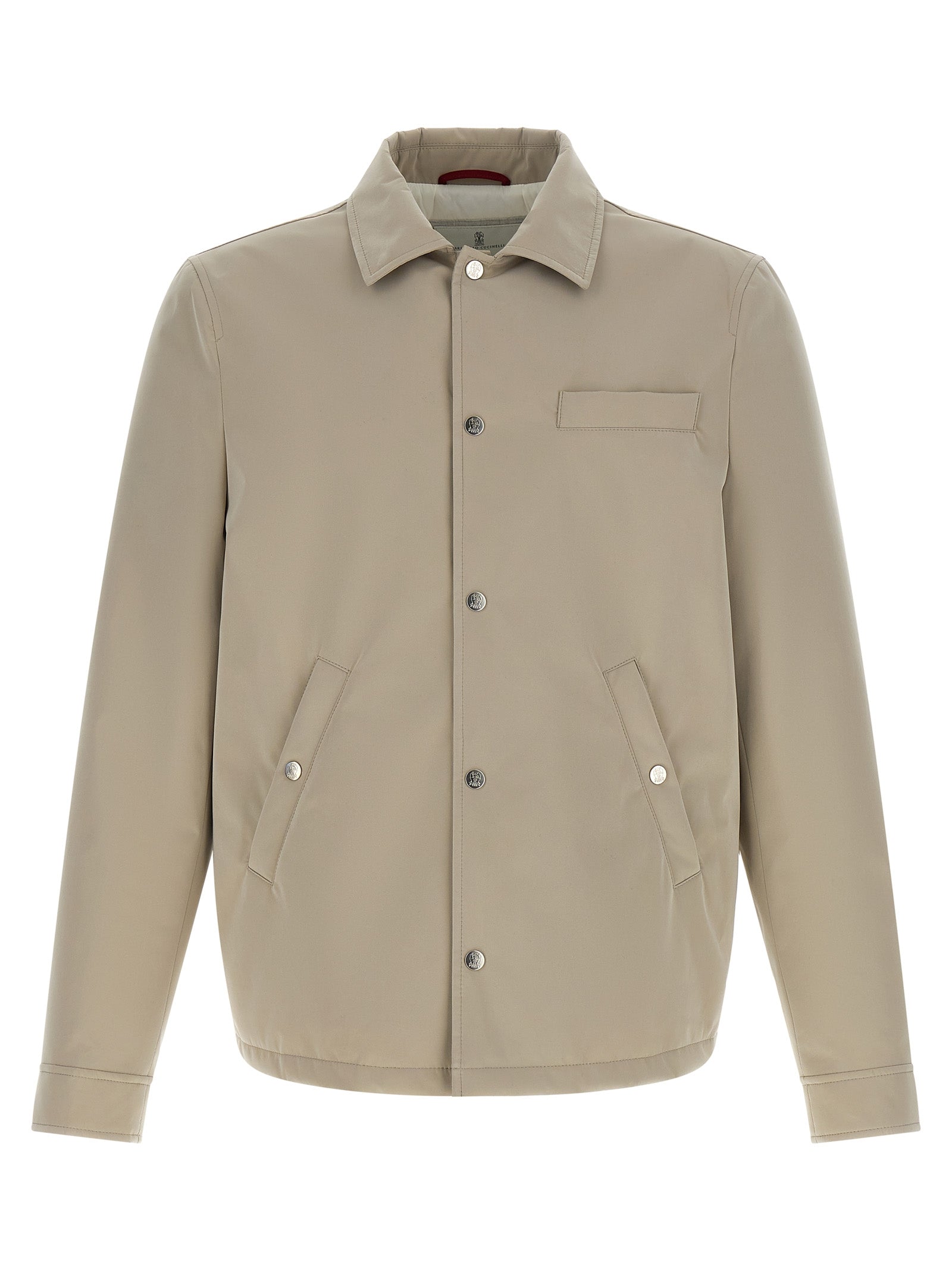 Brunello Cucinelli Graue Polyester-Jacke in voller Länge