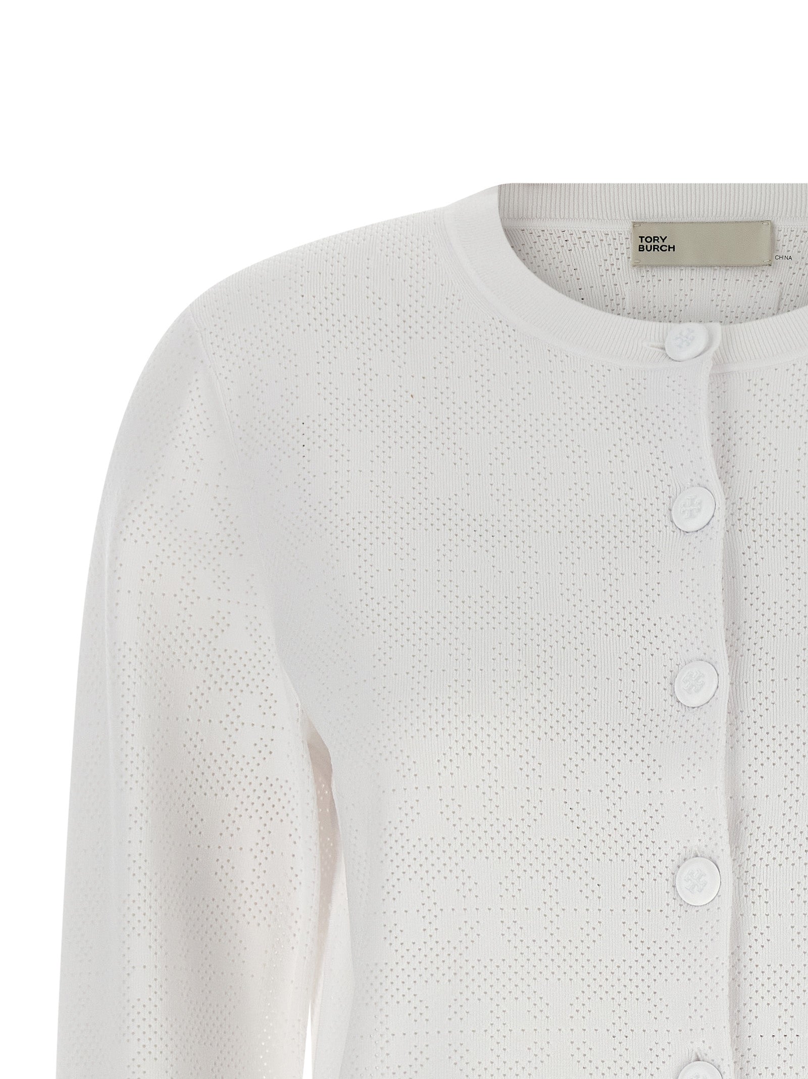 Tory Burch Weiße Viskose-Strickjacke