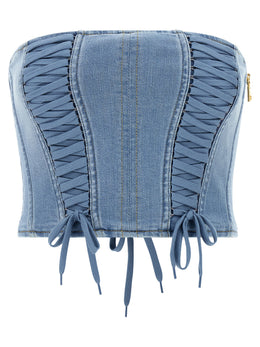 Elisabetta Franchi Blaue Baumwollbluse