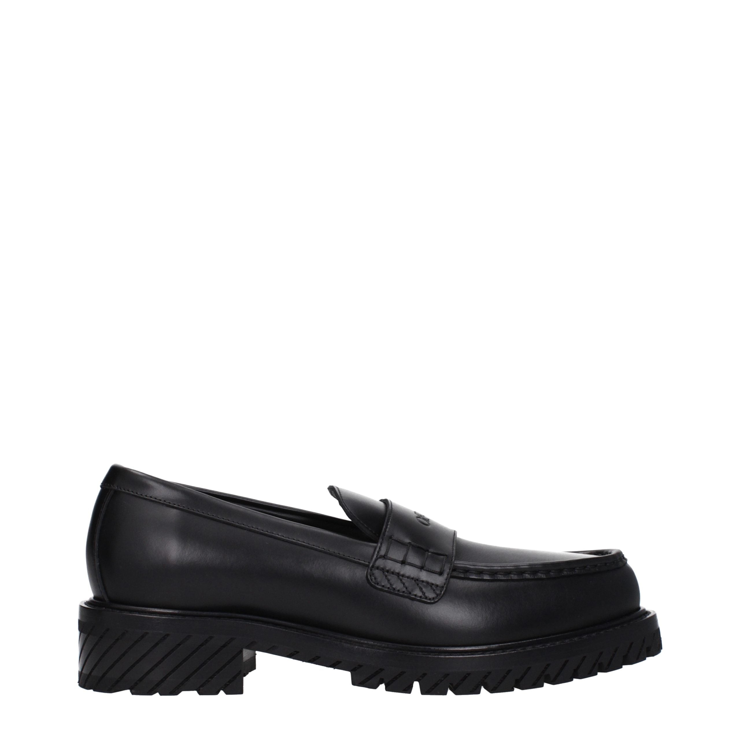 Off-White Schwarze Leder Loafer zum Hineinschlüpfen