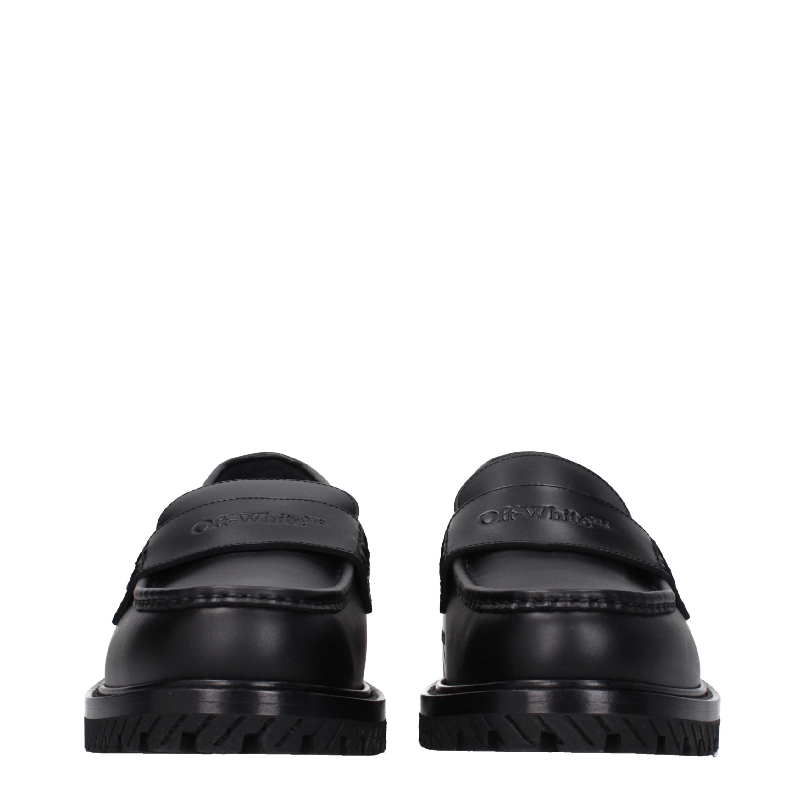 Off-White Schwarze Leder Loafer zum Hineinschlüpfen