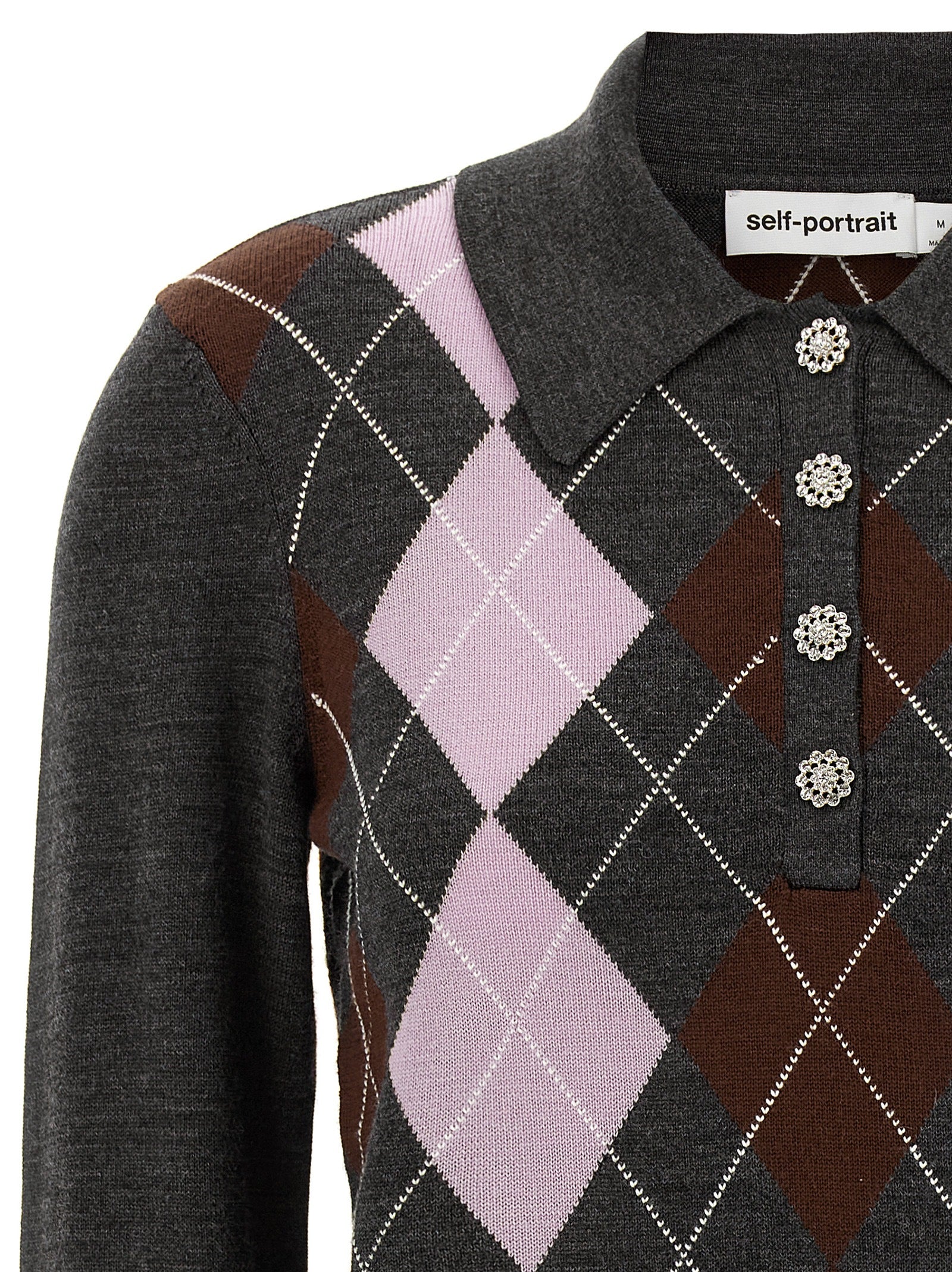 Self-Portrait Grauer Wollcardigan