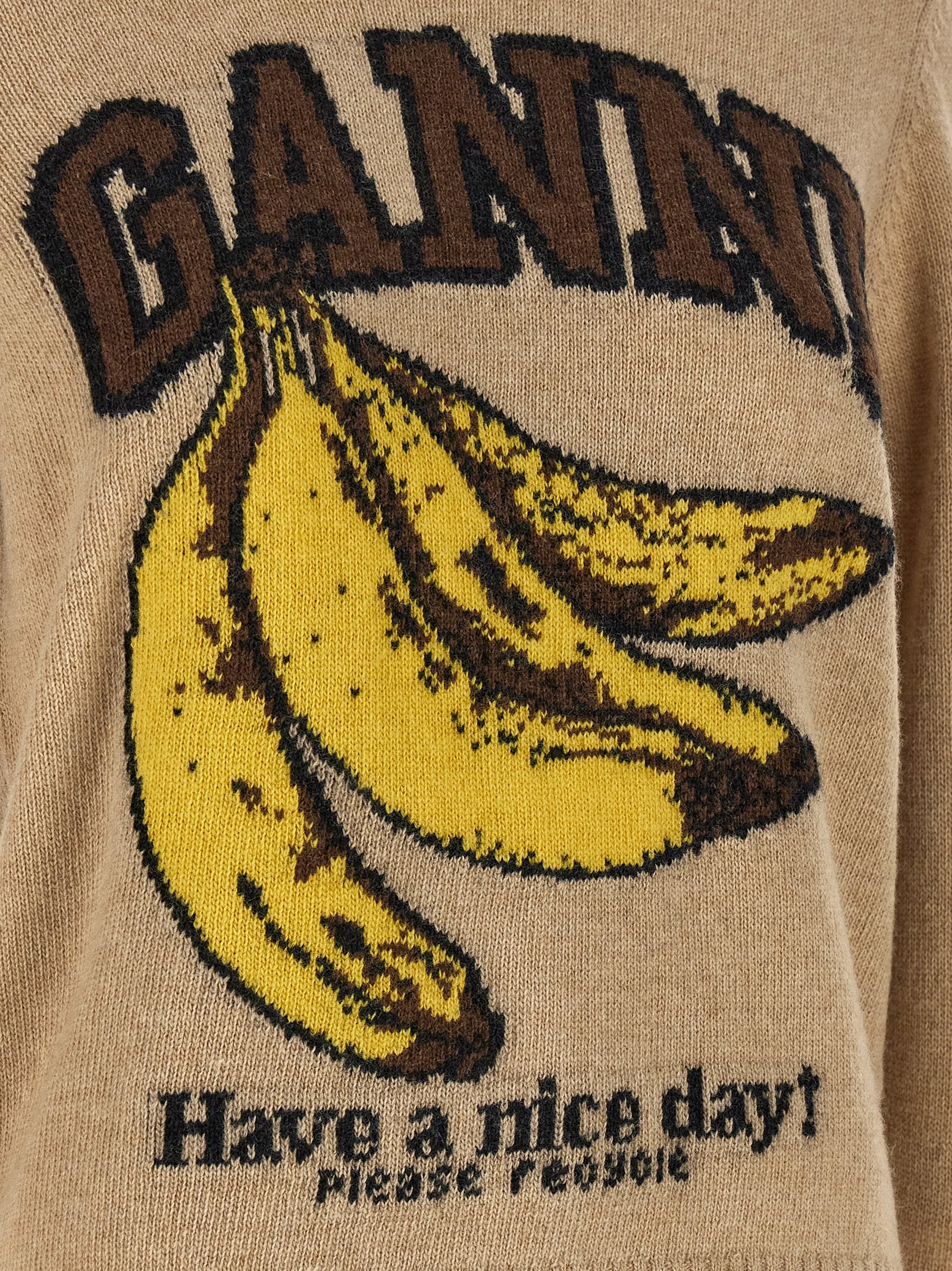 Ganni Beige Wollstrickjacke