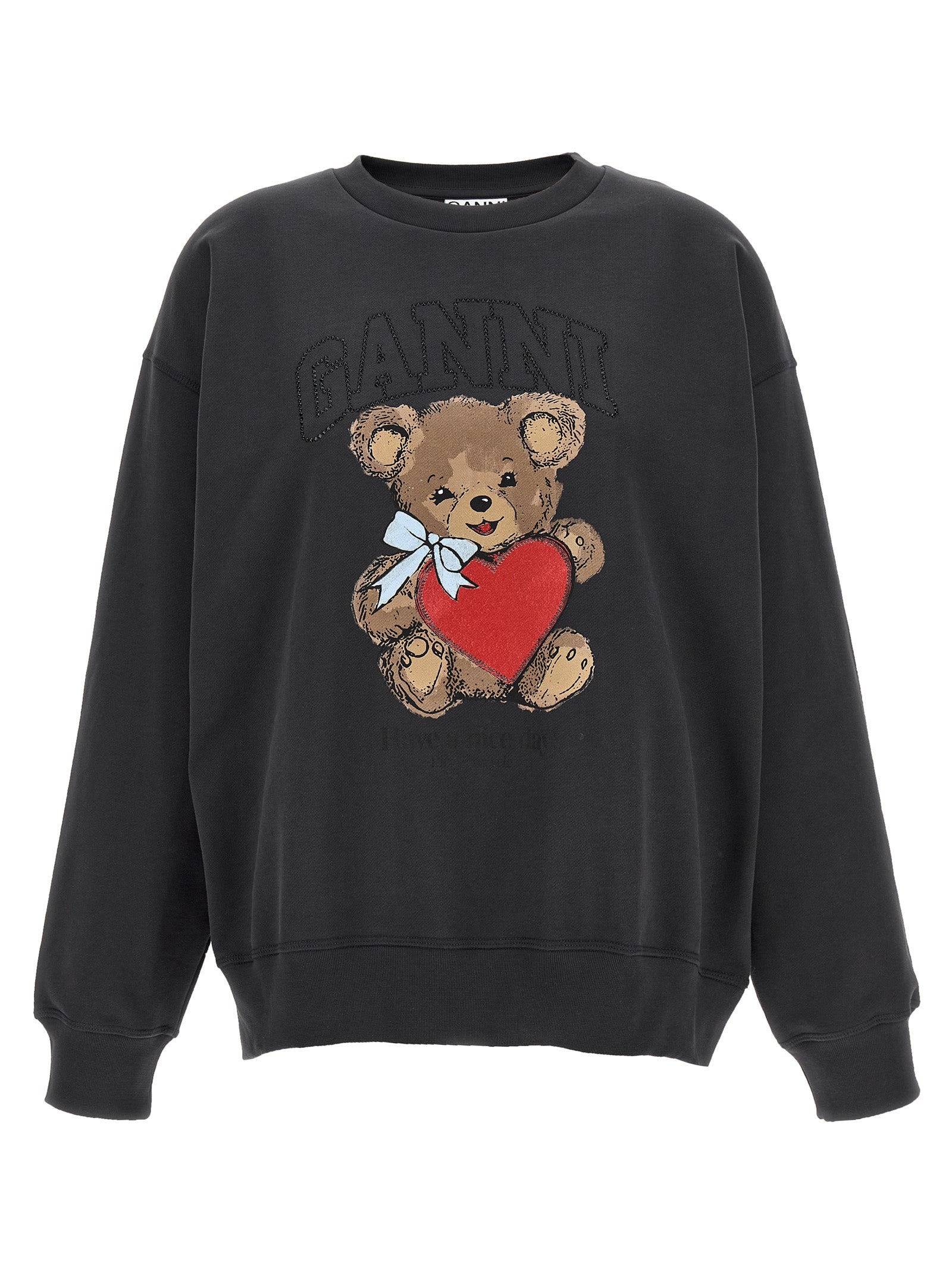 Ganni Schwarzer Bio-Baumwoll-Sweater