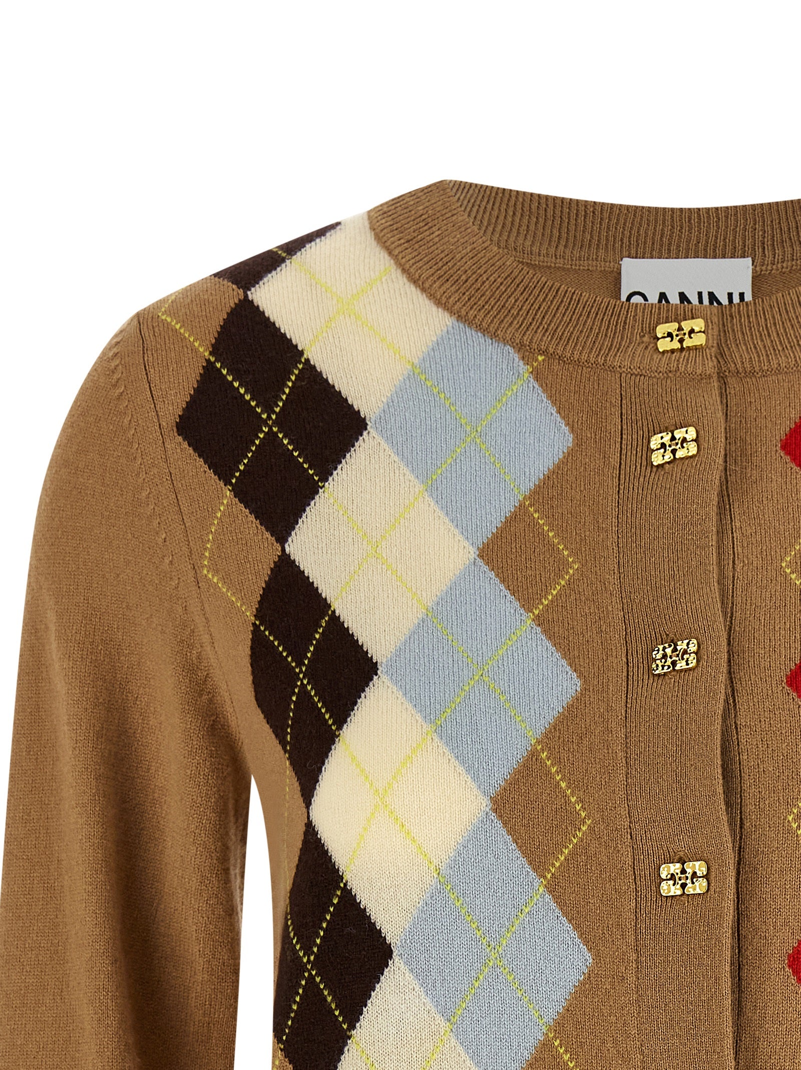 Ganni Beige Wollstrickjacke