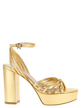 Gianvito Rossi Sandale mit Stiletto-Absatz aus laminiertem Lammleder in Gold