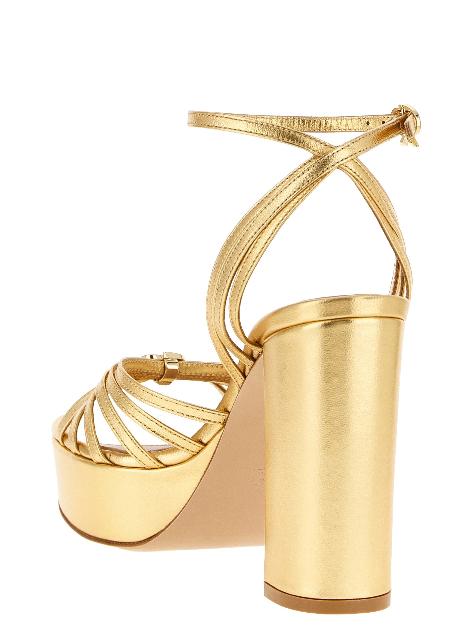 Gianvito Rossi Sandale mit Stiletto-Absatz aus laminiertem Lammleder in Gold