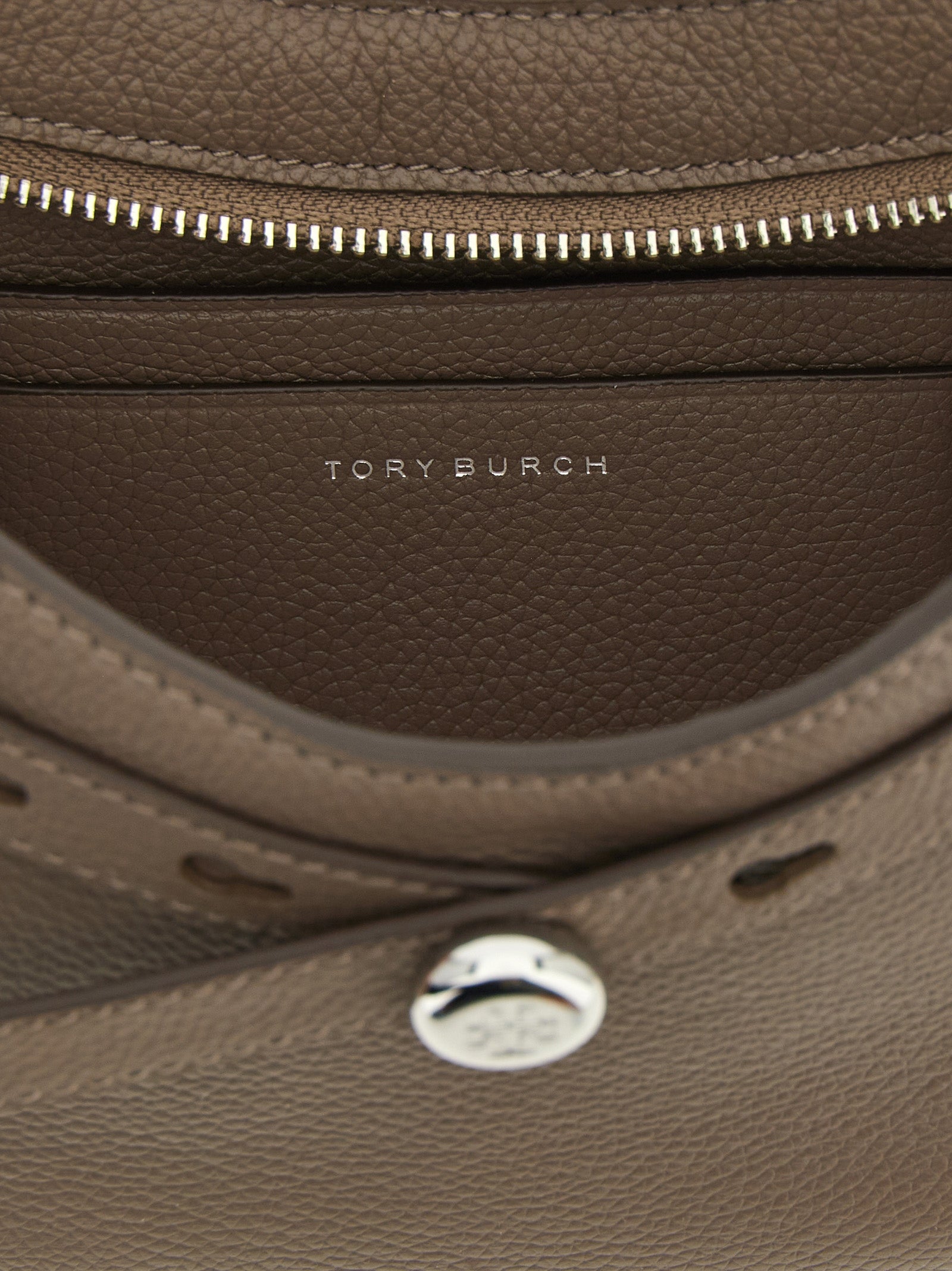 Tory Burch Braune Schultertasche aus Rindsleder
