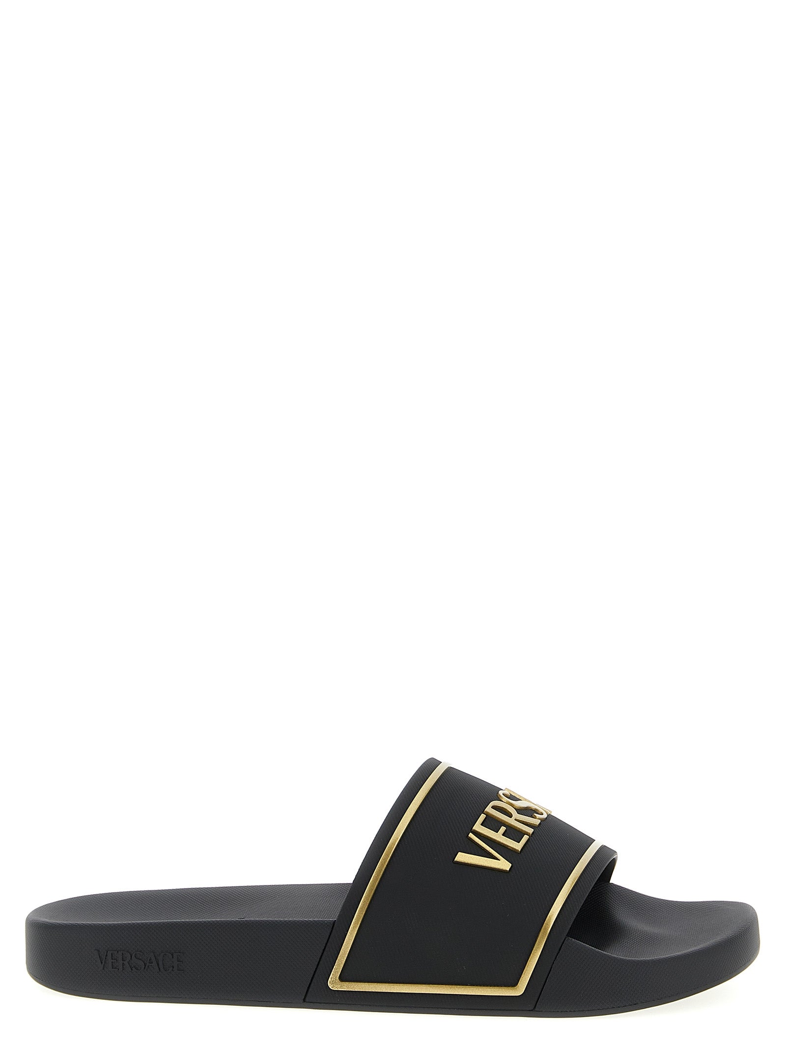 Versace Schwarze Slides aus Polyurethan