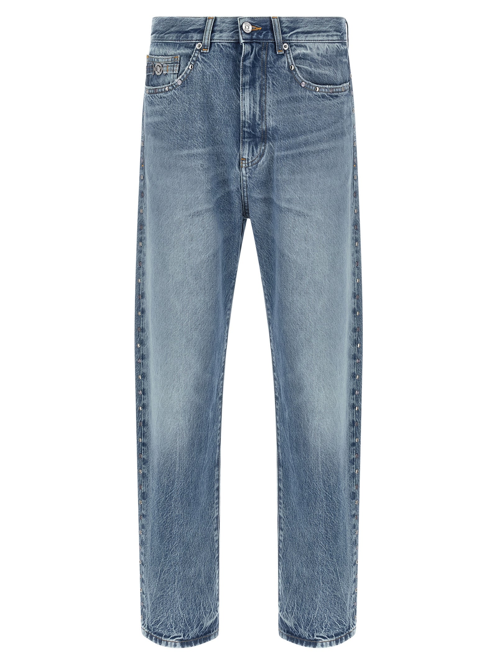 Versace Blaue Jeans aus Baumwolle im geraden Schnitt