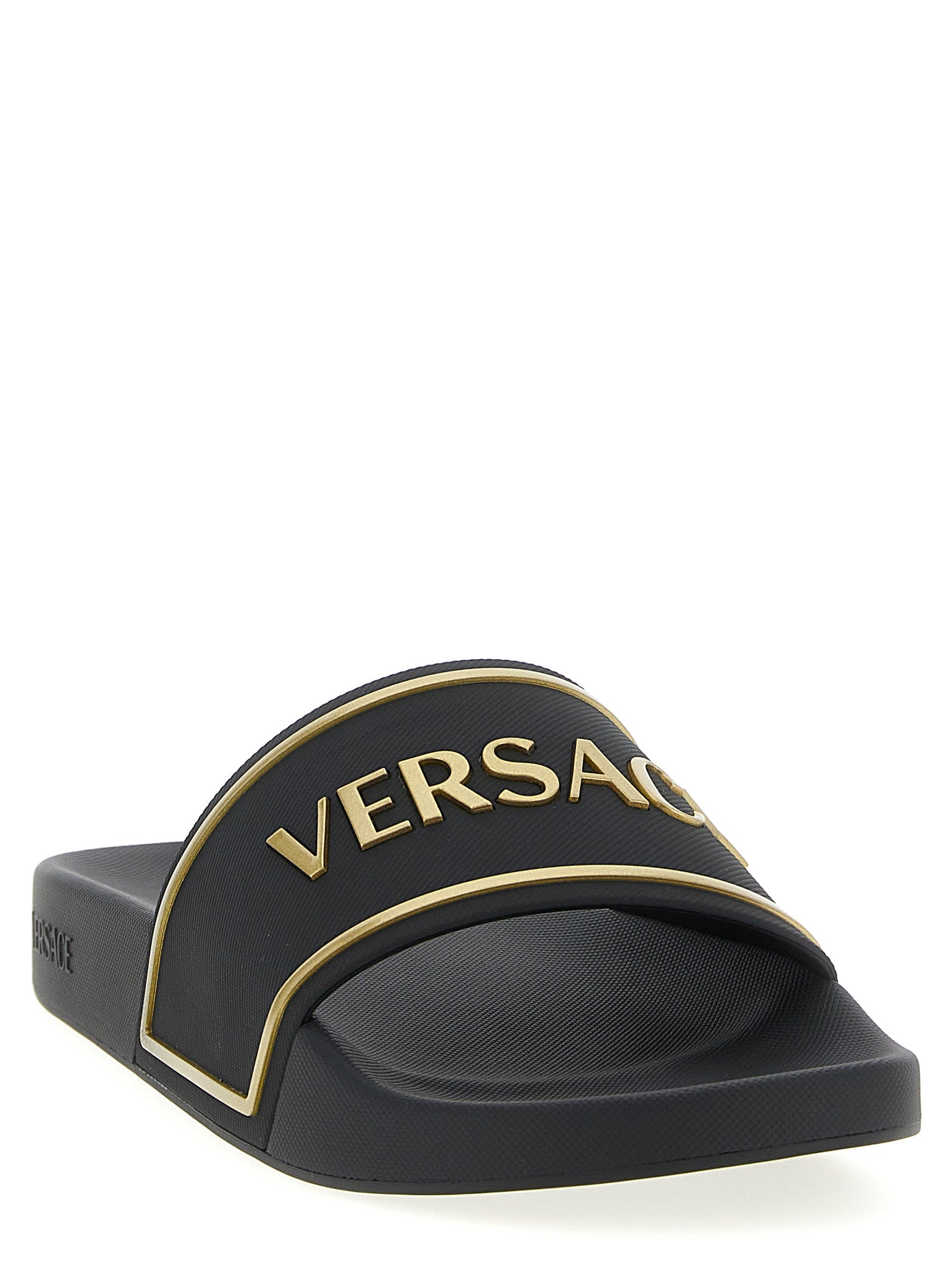 Versace Schwarze Slides aus Polyurethan