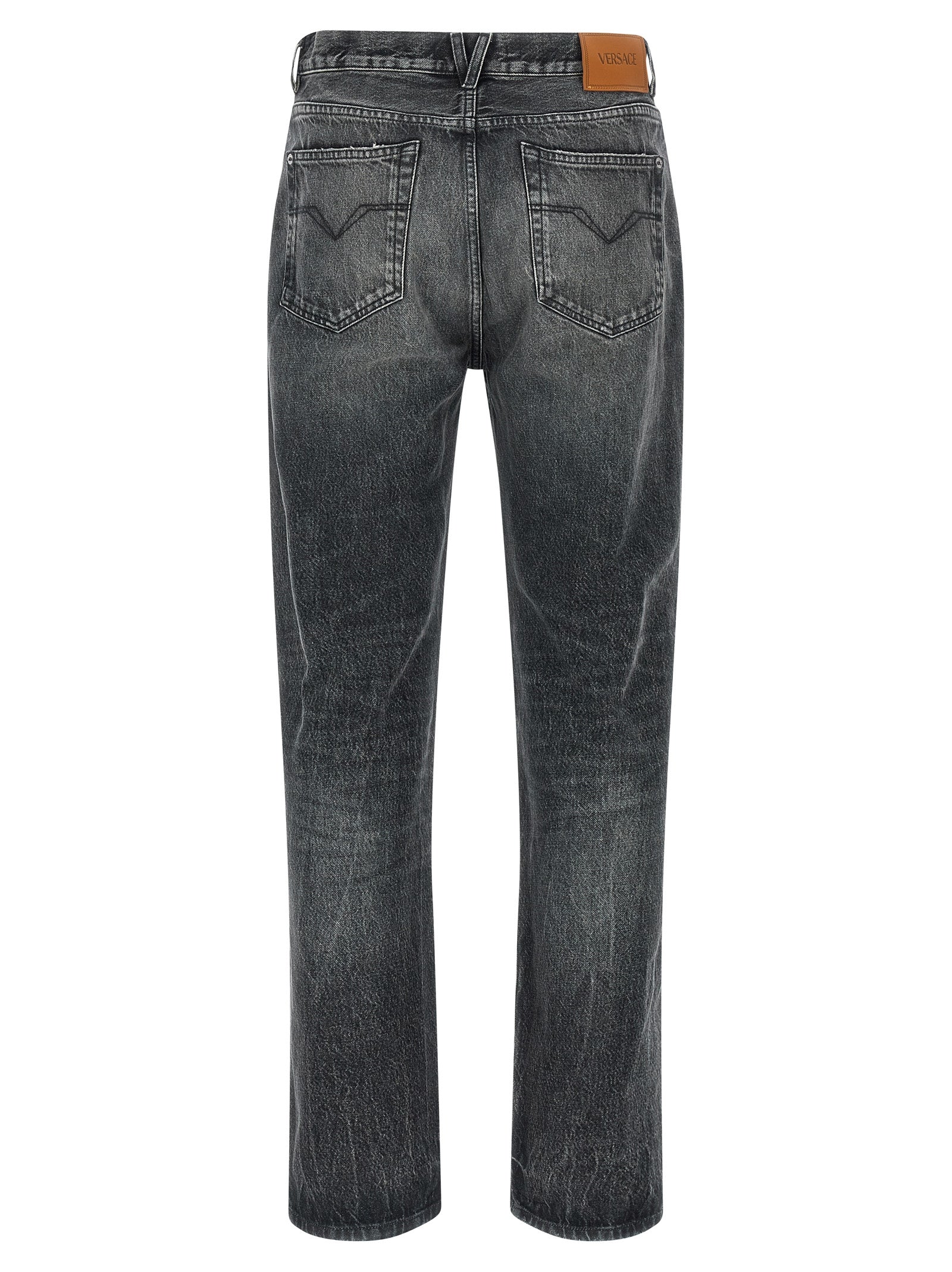 Versace Graue Jeans aus Baumwolle im geraden Schnitt