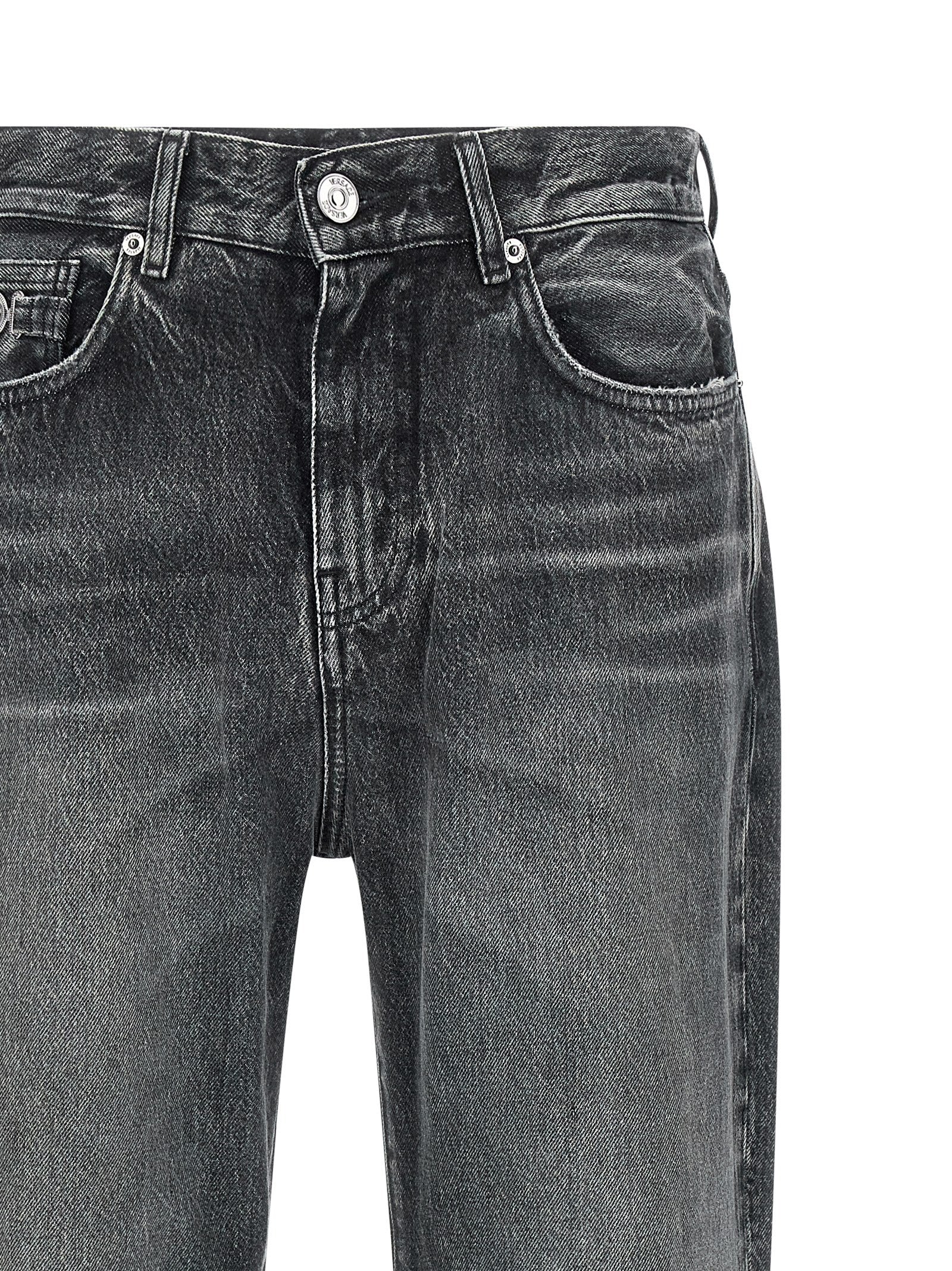 Versace Graue Jeans aus Baumwolle im geraden Schnitt