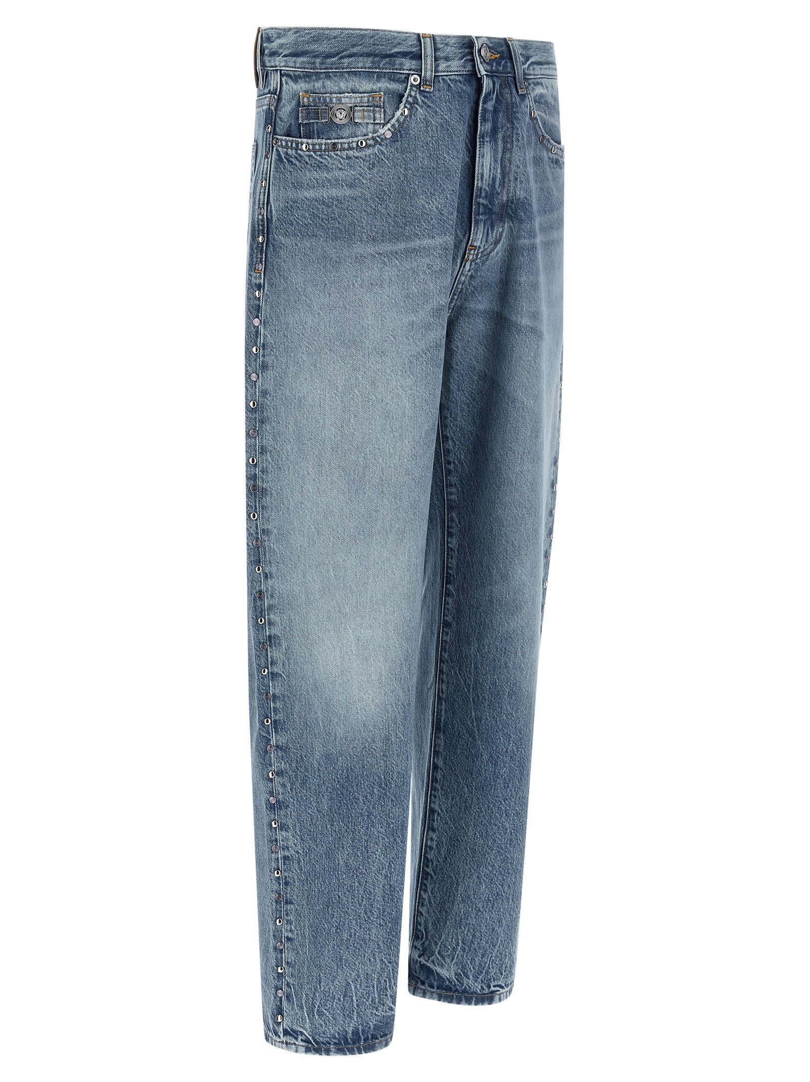 Versace Blaue Jeans aus Baumwolle im geraden Schnitt